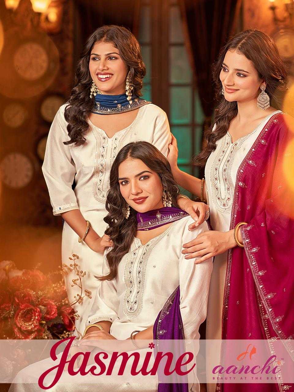 Ynf Vichitra Silk RIN190 AANCHI-JASMINE Setwise Collections Wholesale Dresses & Suits Catalogs Manufacturer