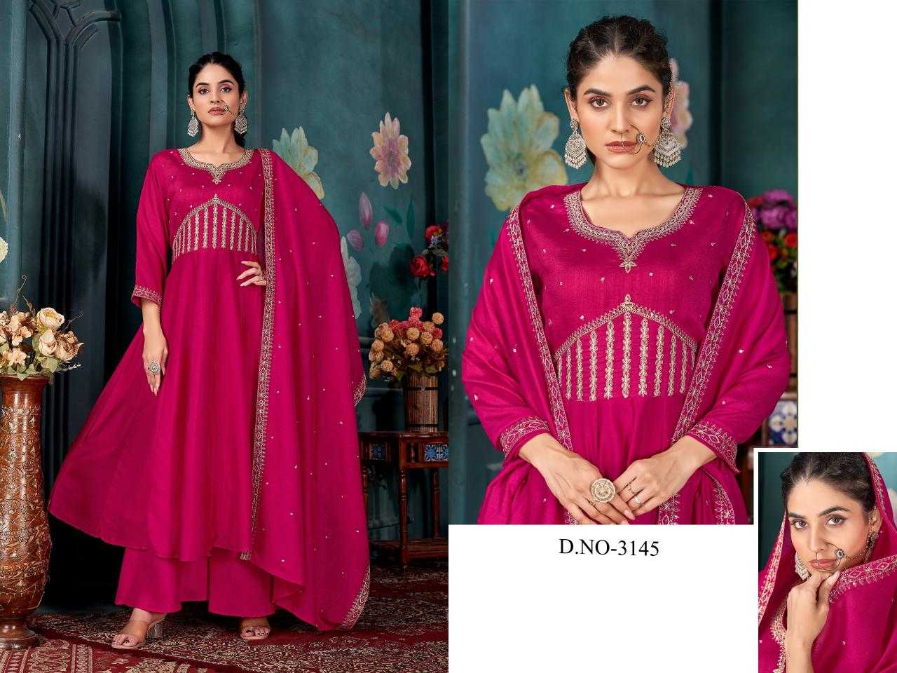Ynf Vichitra Silk RIN190 Ladies Flavour-3145 Setwise Collections Wholesale Gowns Catalogs Manufacturer