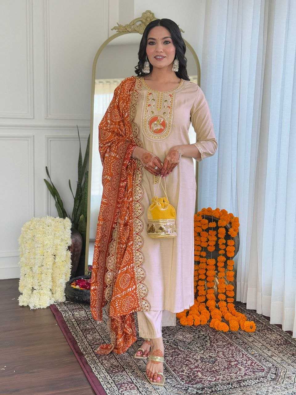 Ynf Viscose Chanderi KESH529 642 Suits & Dresses Wedding Collections Festive Collections Wholesale Embroidery Suits Chanderi Suit Wedding guest dresses Manufacturer