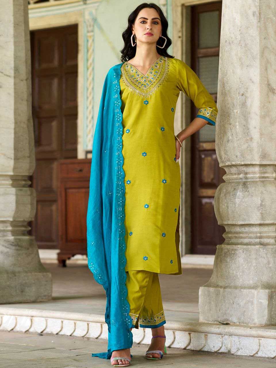 Ynf Viscose Chanderi KESH529 alexa Suits & Dresses Wholesale Ladies Suits Dresses Long Kurti Suits Manufacturer