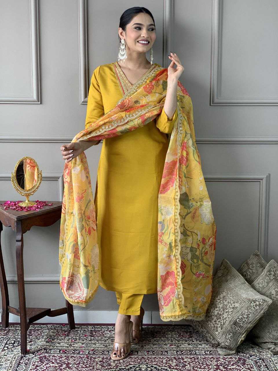 Ynf Viscose Chanderi KESH529 ANUSHREE Suits & Dresses Wedding Collections Festive Collections Wholesale Embroidery Suits Chanderi Suit Casual Dresses Manufacturer