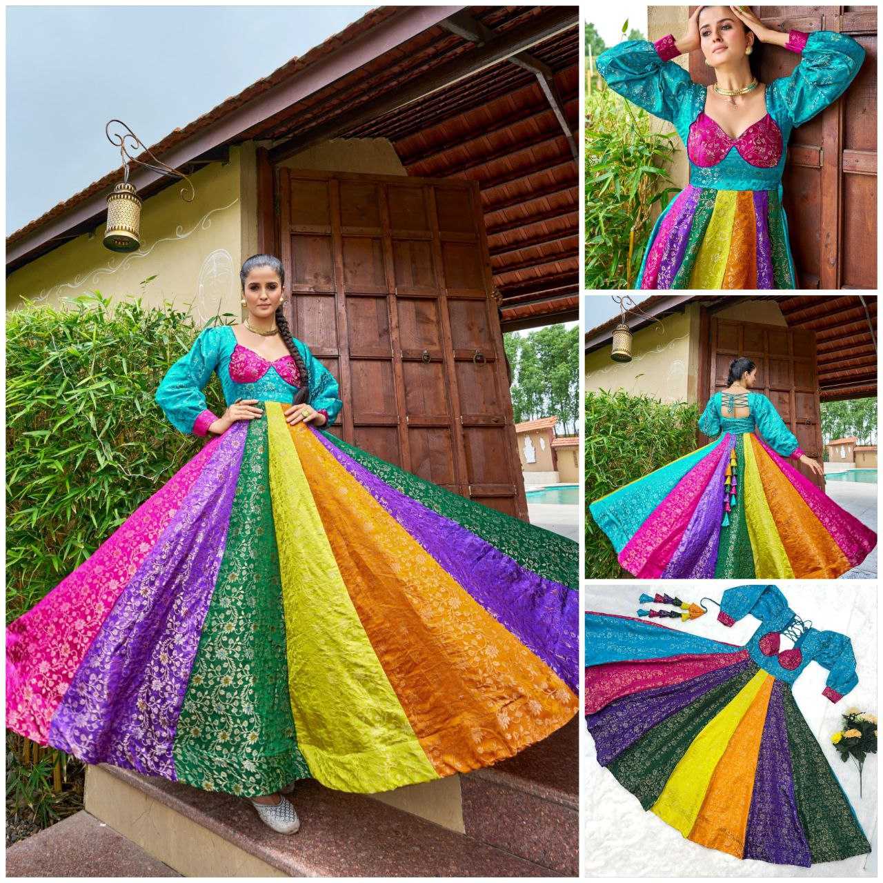 Ynf Viscose KESH505 158 Gowns Wholesale Printed Gowns Fancy Gowns Anarkali Gown Long Gowns Manufacturer