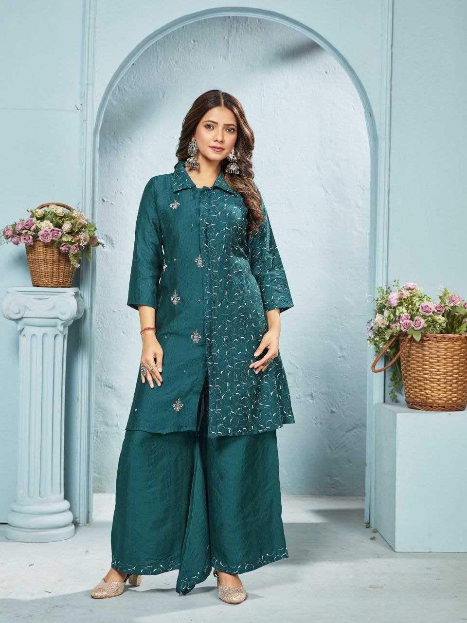 Ynf Viscose KESH517 H12 Suits & Dresses Wedding Collections Festive Collections Wholesale Palazzo Suit Embroidered Suits Wedding Outfits Manufacturer
