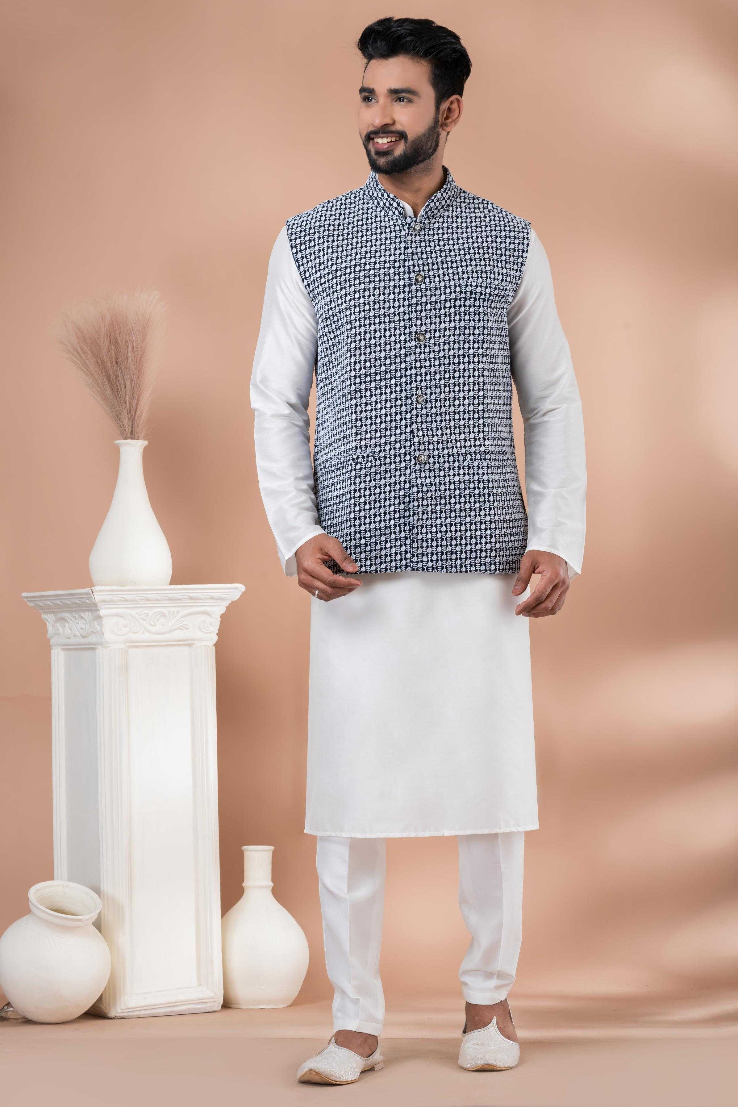 Ynf Viscose RIN223 2356C Mens Wear Festive Collections Wholesale Nehru Jacket Onam Collections Modi Jackets Manufacturer