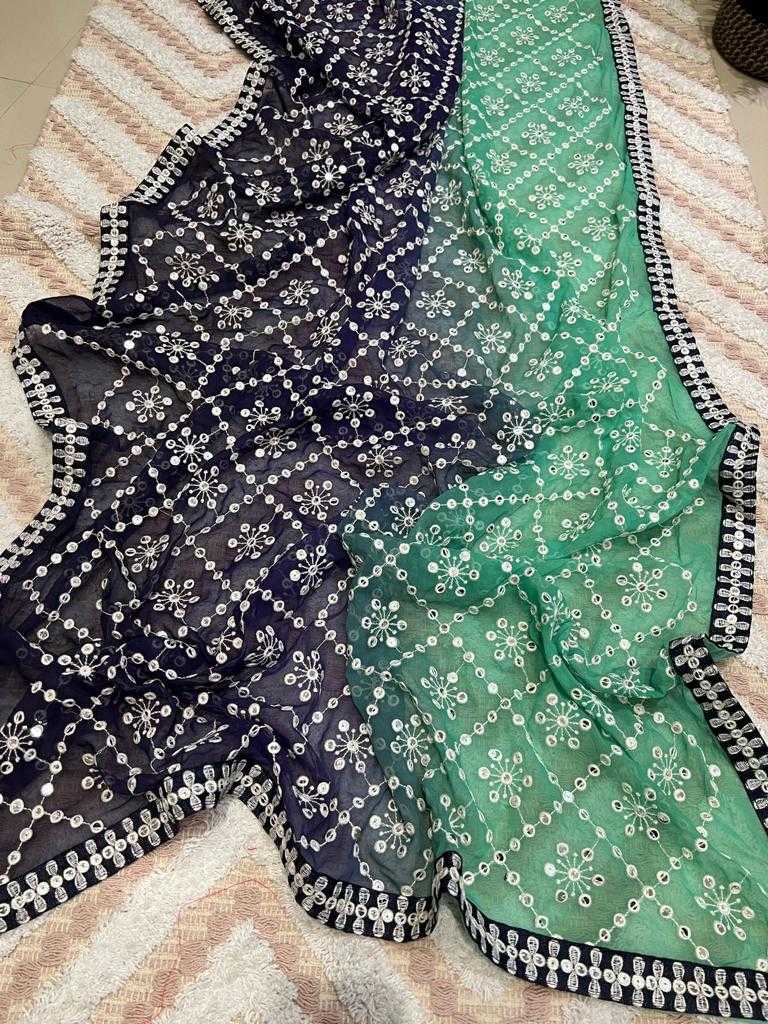 YNF FAUX GEORGETTE RIN131 140 SAREES WHOLESALE GEORGETTE SEQUENCE HALF WORK EMBROIDERED SAREES MANUFACTURER