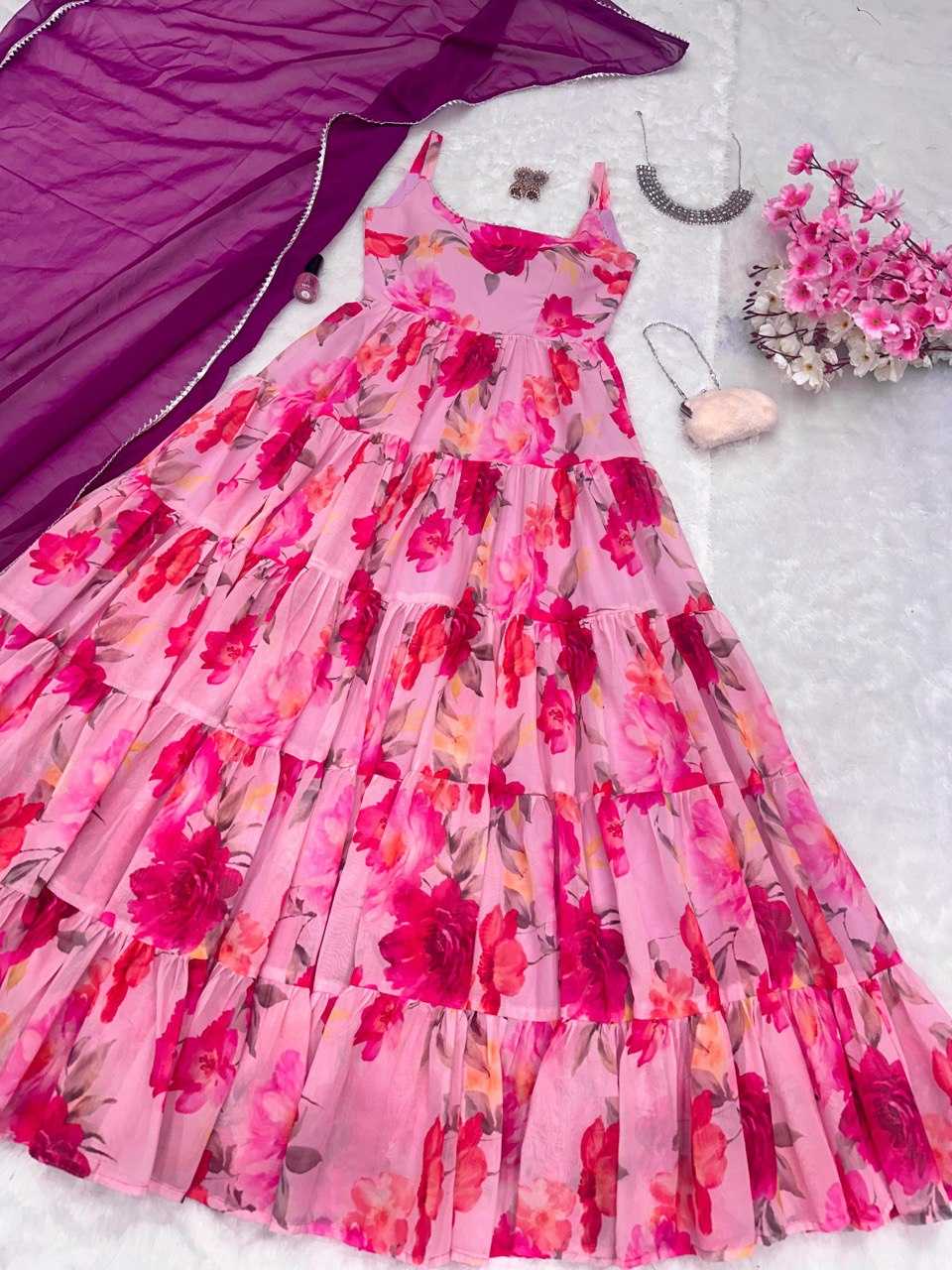 Ynf Georgette KESH154 224 Gowns Wholesale Printed Gowns Anarkali Gown Long Gowns Manufacturer