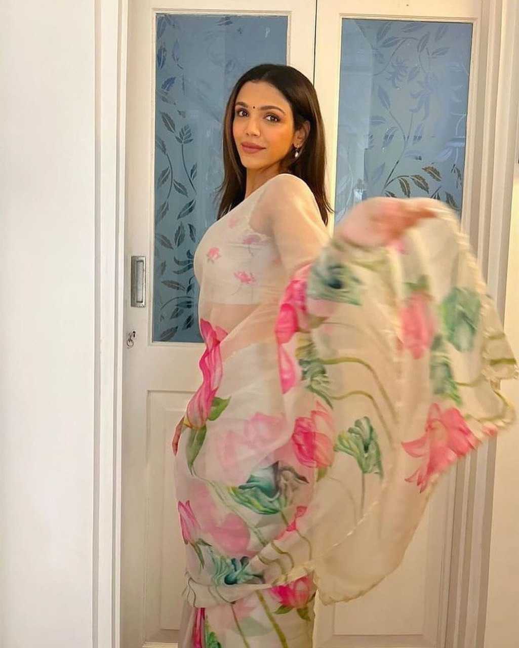 YNF ORGANZA KESH162 VRT85 SAREES WHOLESALE READY TO WEAR ORGANZA PRINTED PRE DRAPED HAND WORK WHITE CUT WORK SAREES MANUFACTURER