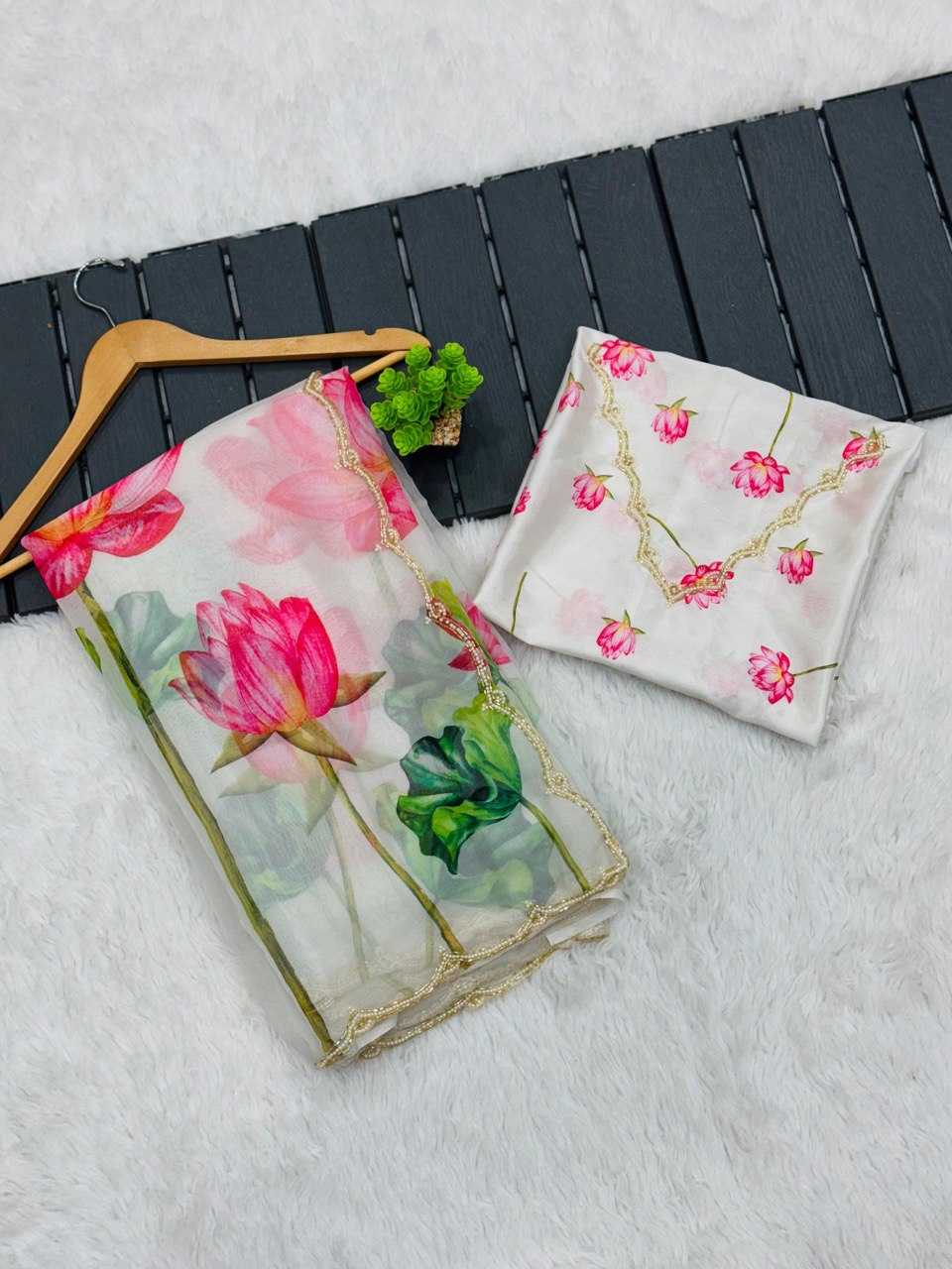 YNF ORGANZA KESH162 VRT85 SAREES WHOLESALE READY TO WEAR ORGANZA PRINTED PRE DRAPED HAND WORK WHITE CUT WORK SAREES MANUFACTURER