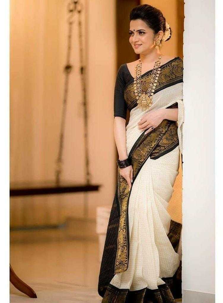Ynf Banarasi Soft Silk RIN101 WHITE CHEX Silk Sarees Festive Collections Wholesale Kerala Kasavu Sarees White Silk Sarees Onam Collections Manufacturer