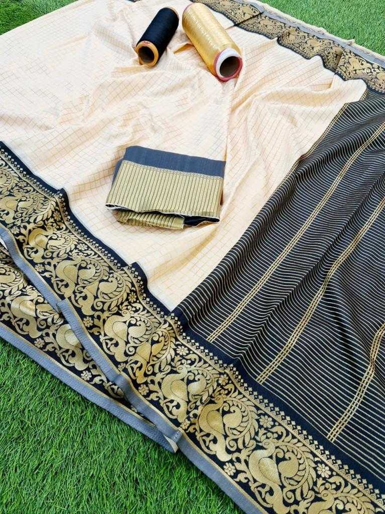 Ynf Banarasi Soft Silk RIN101 WHITE CHEX Silk Sarees Festive Collections Wholesale Kerala Kasavu Sarees White Silk Sarees Onam Collections Manufacturer