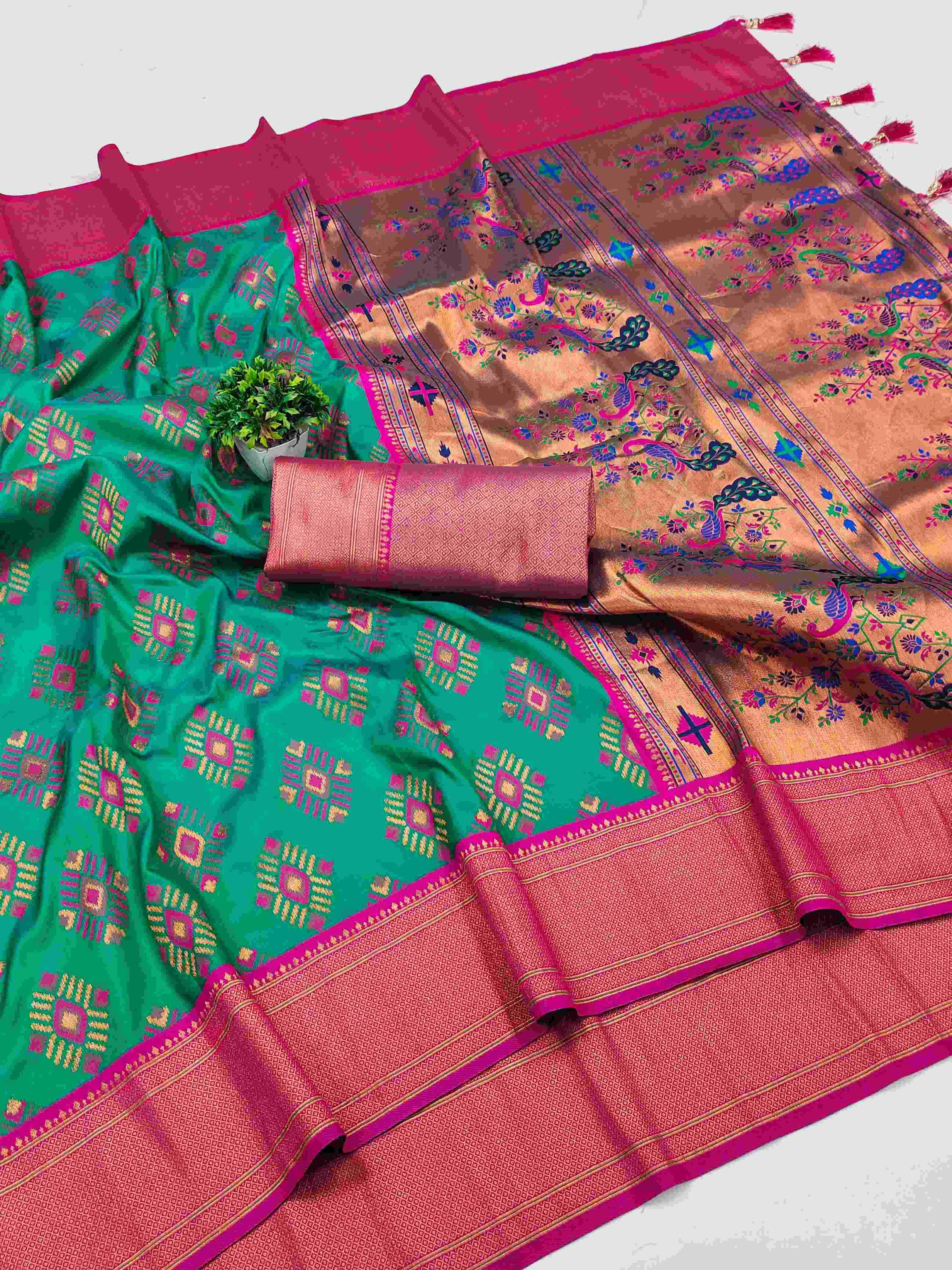 Ynf Paithani Silk RIN113 Samanta Paithani Silk Sarees Wholesale Paithani Sarees Soft Silk Sarees Traditional Silk Sarees Manufacturer