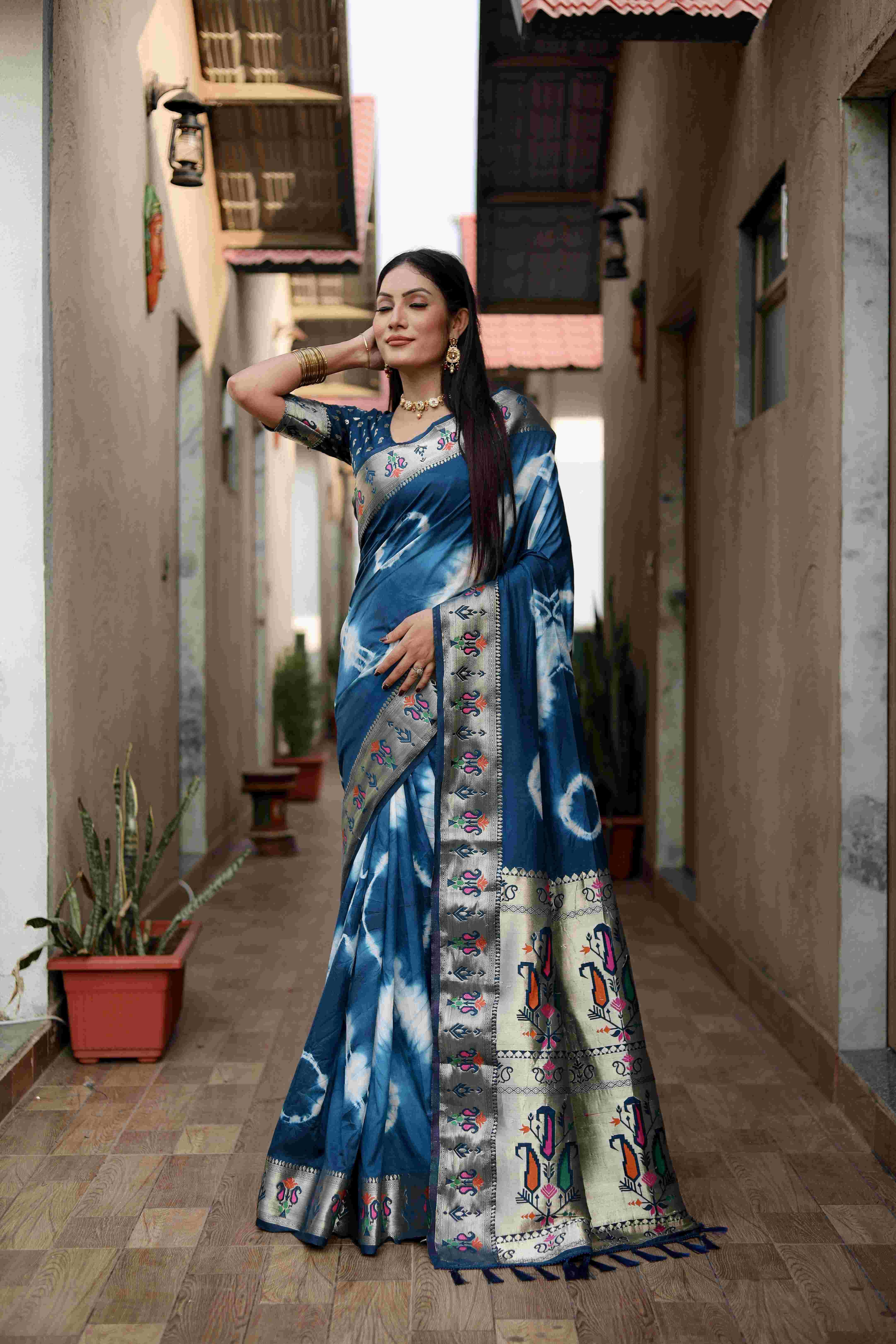 Ynf Paithani Silk RIN183 VATIKA Silk Sarees Wholesale Paithani Sarees Printed Silk Saree Zari Border Silk Sarees Manufacturer