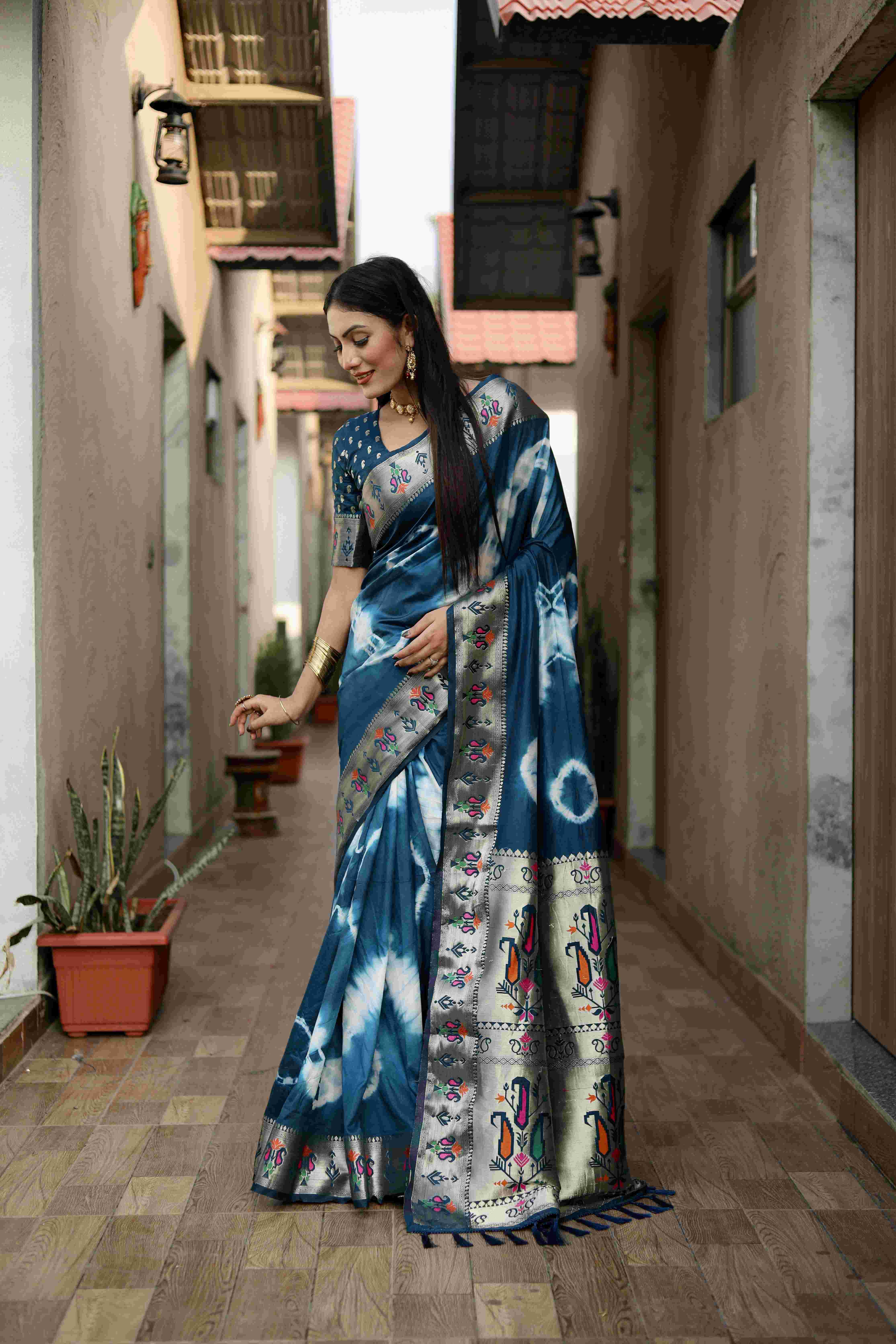 Ynf Paithani Silk RIN183 VATIKA Silk Sarees Wholesale Paithani Sarees Printed Silk Saree Zari Border Silk Sarees Manufacturer