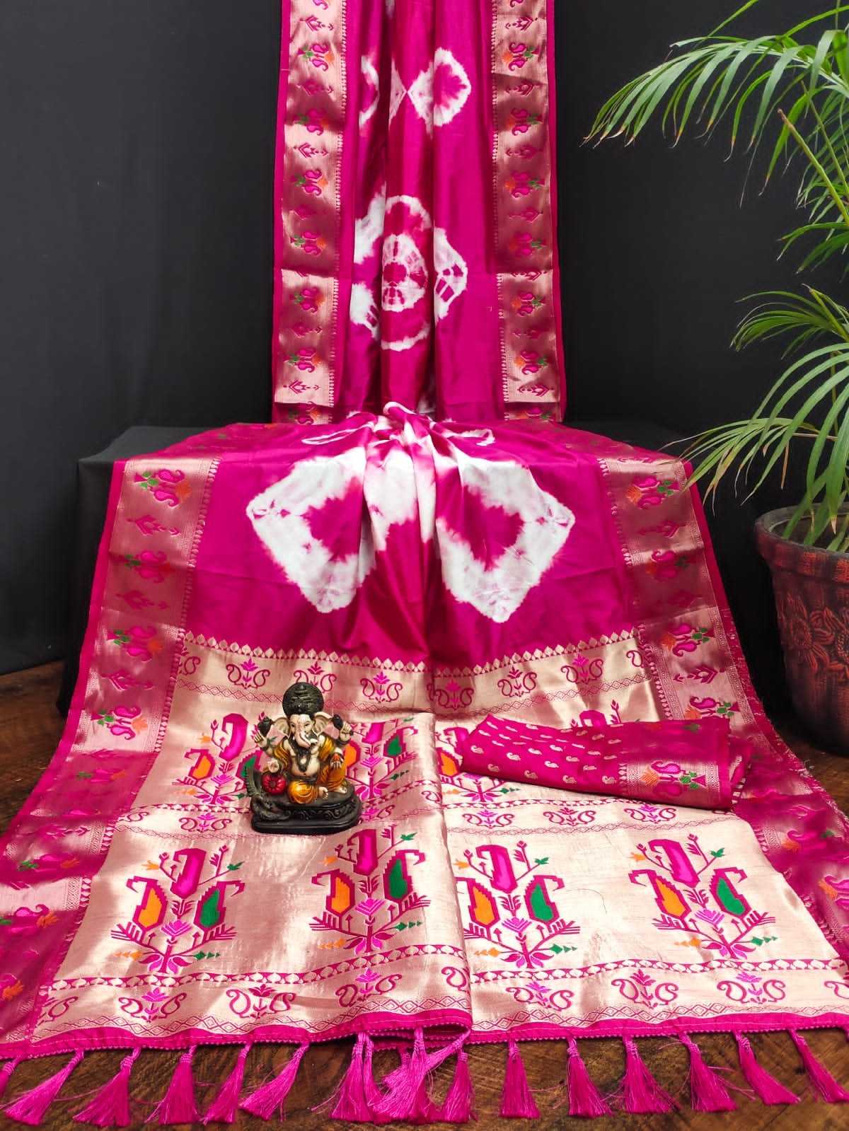 Ynf Paithani Silk RIN183 VATIKA Silk Sarees Wholesale Paithani Sarees Printed Silk Saree Zari Border Silk Sarees Manufacturer