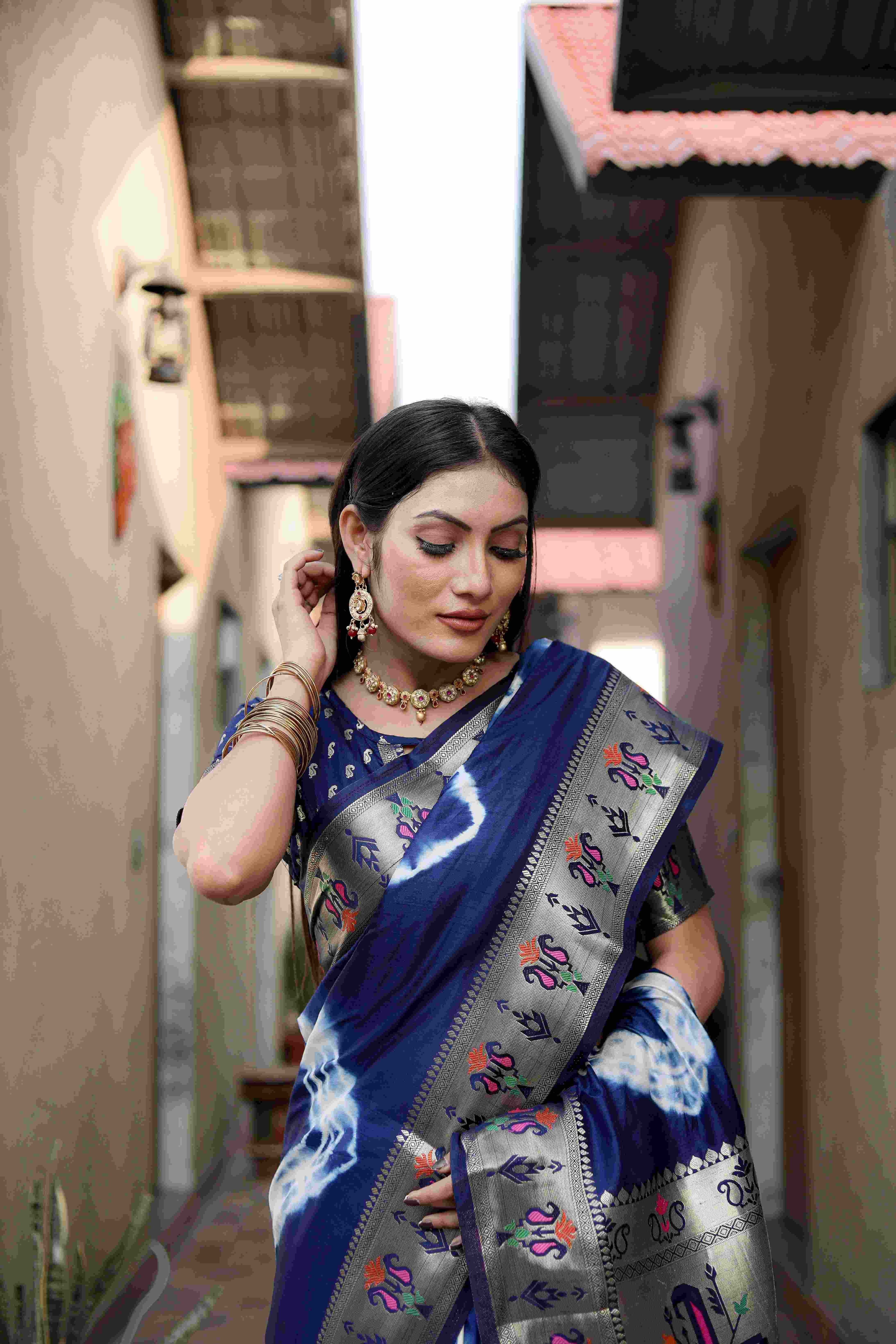Ynf Paithani Silk RIN183 VATIKA Silk Sarees Wholesale Paithani Sarees Printed Silk Saree Zari Border Silk Sarees Manufacturer