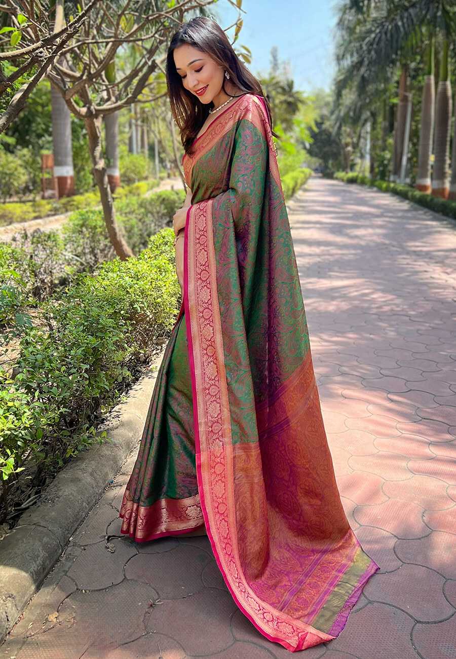 Ynf Silk RIN116 REW18 Silk Sarees Wholesale Brocade Sarees Designer Silk Sarees Zari Border Silk Sarees Manufacturer
