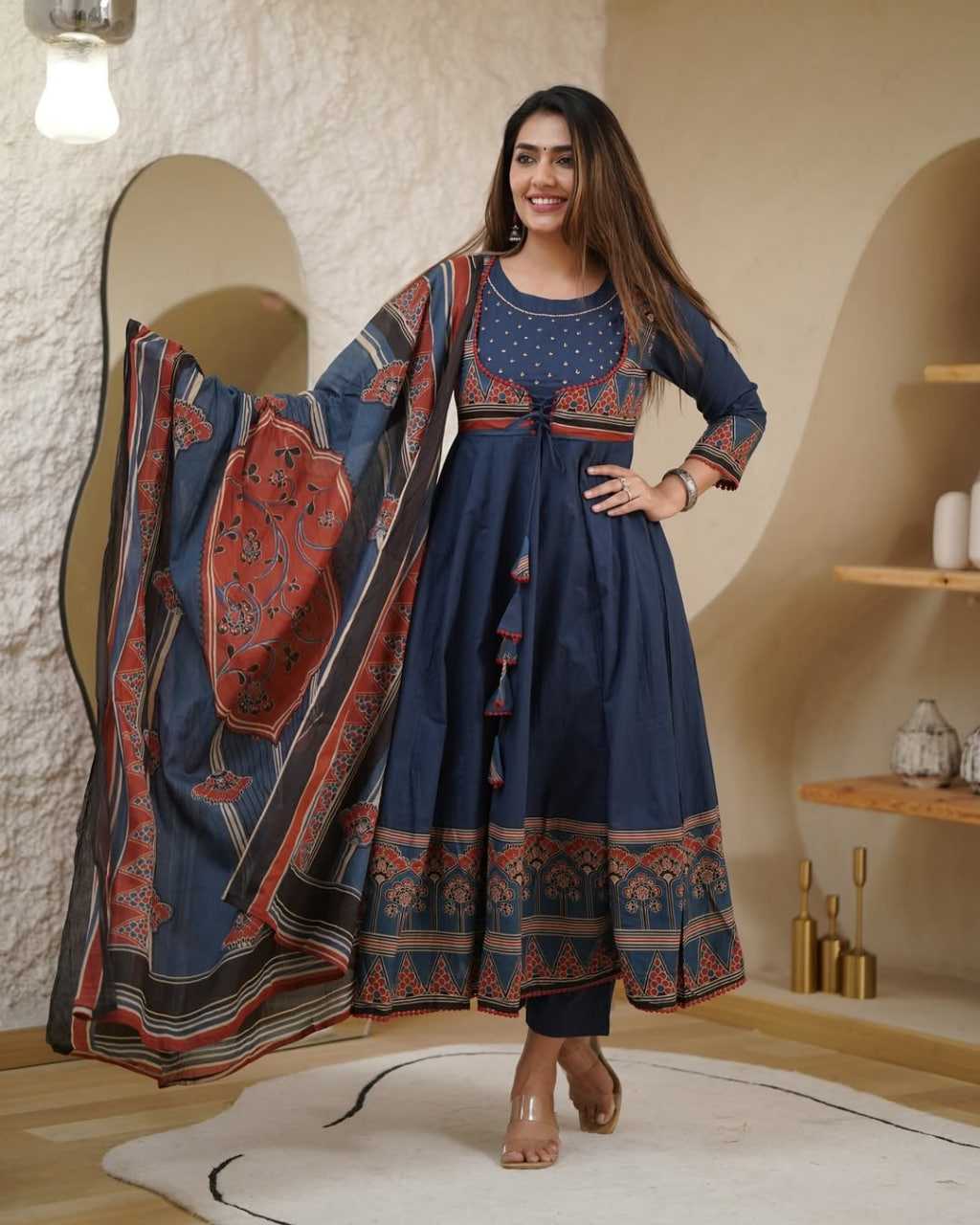 Ynf Cotton RIN190 A-Line 3PC Setwise Collections Wholesale Kurtis Catalogs Manufacturer
