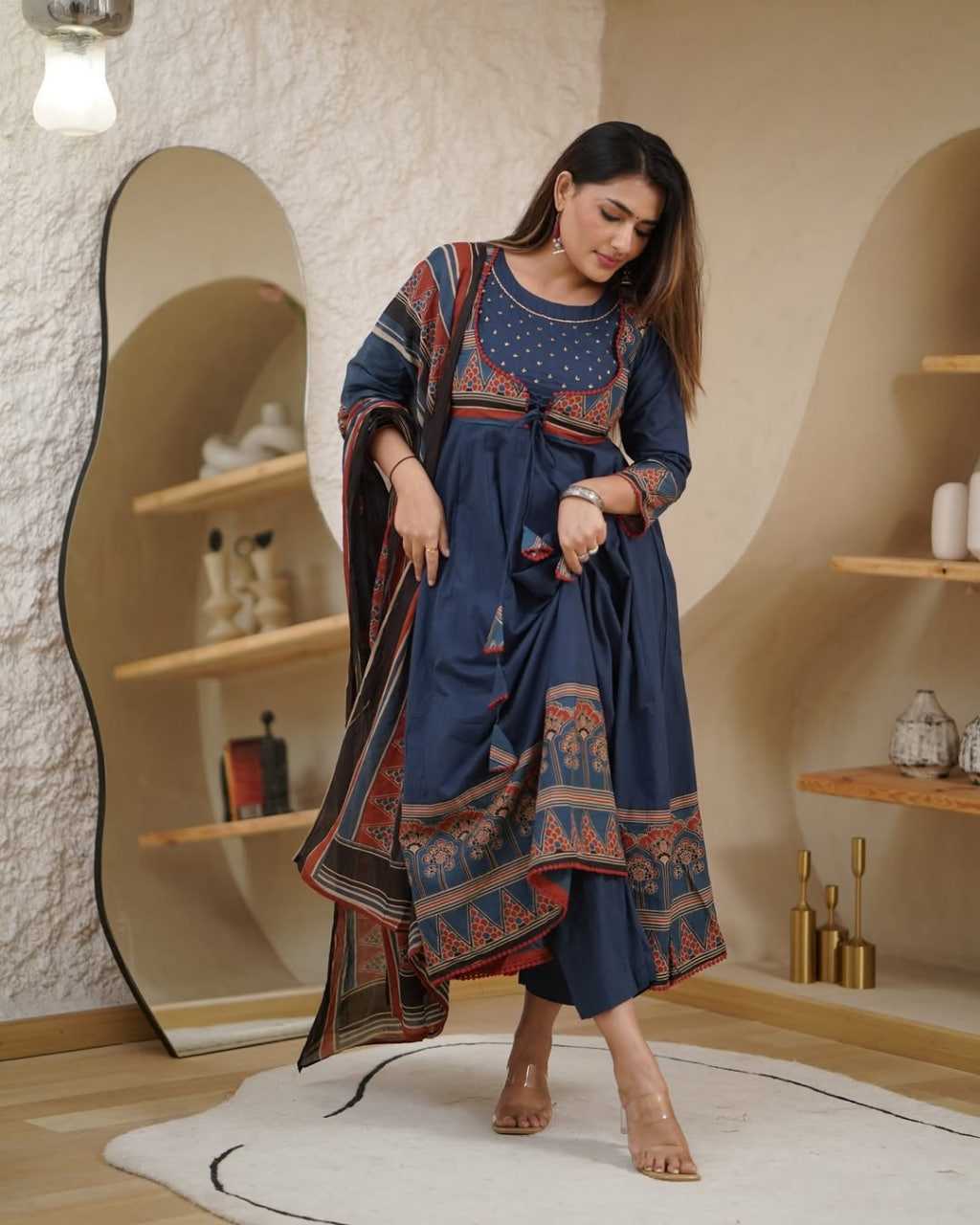 Ynf Cotton RIN190 A-Line 3PC Setwise Collections Wholesale Kurtis Catalogs Manufacturer