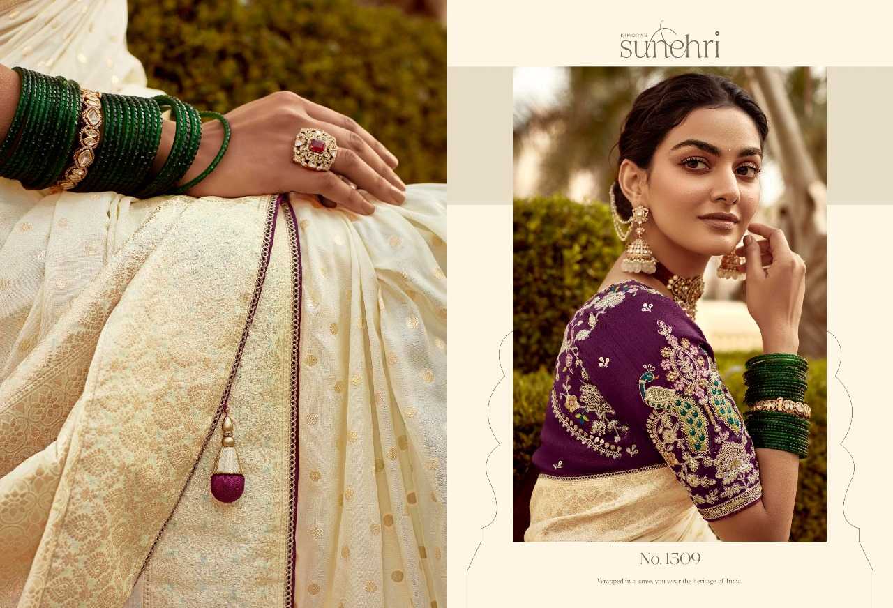 Ynf Fancy RIN184 KIMORA-SUNEHRI RANG MAHAL Sarees Wedding Collections Festive Collections Wholesale Designer Sarees Fancy Sarees Embroidered Sarees Manufacturer