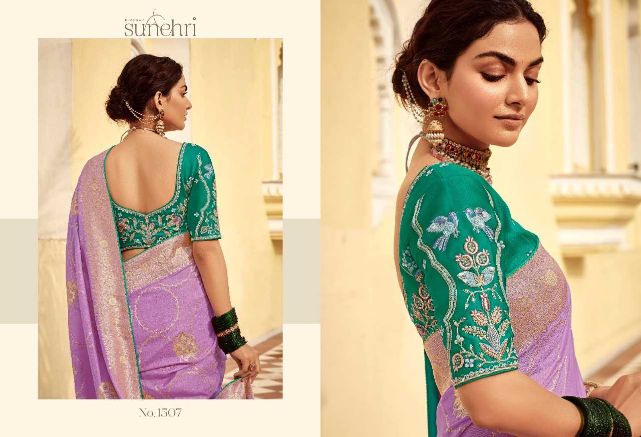 Ynf Fancy RIN184 KIMORA-SUNEHRI RANG MAHAL Sarees Wedding Collections Festive Collections Wholesale Designer Sarees Fancy Sarees Embroidered Sarees Manufacturer