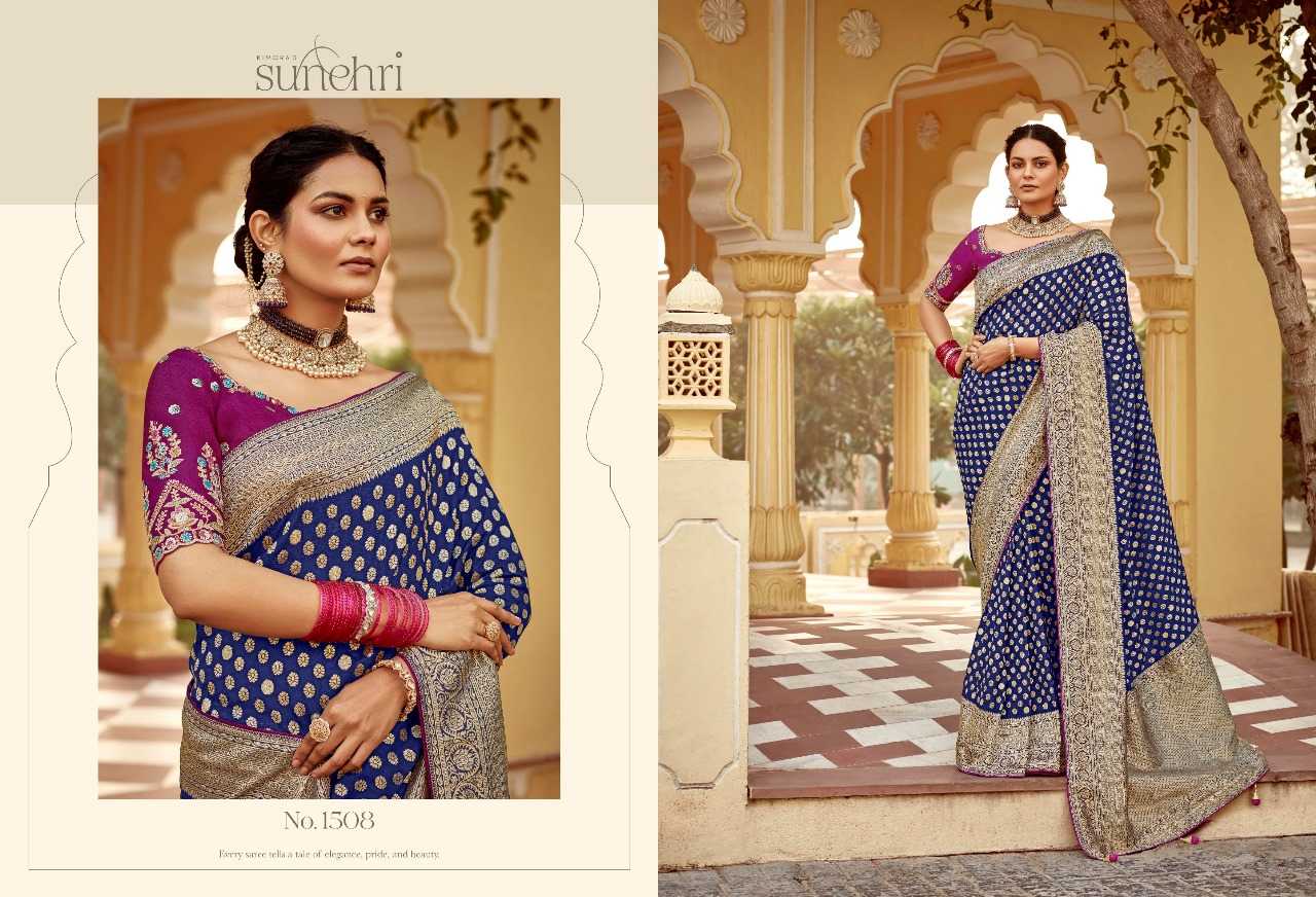 Ynf Fancy RIN184 KIMORA-SUNEHRI RANG MAHAL Sarees Wedding Collections Festive Collections Wholesale Designer Sarees Fancy Sarees Embroidered Sarees Manufacturer