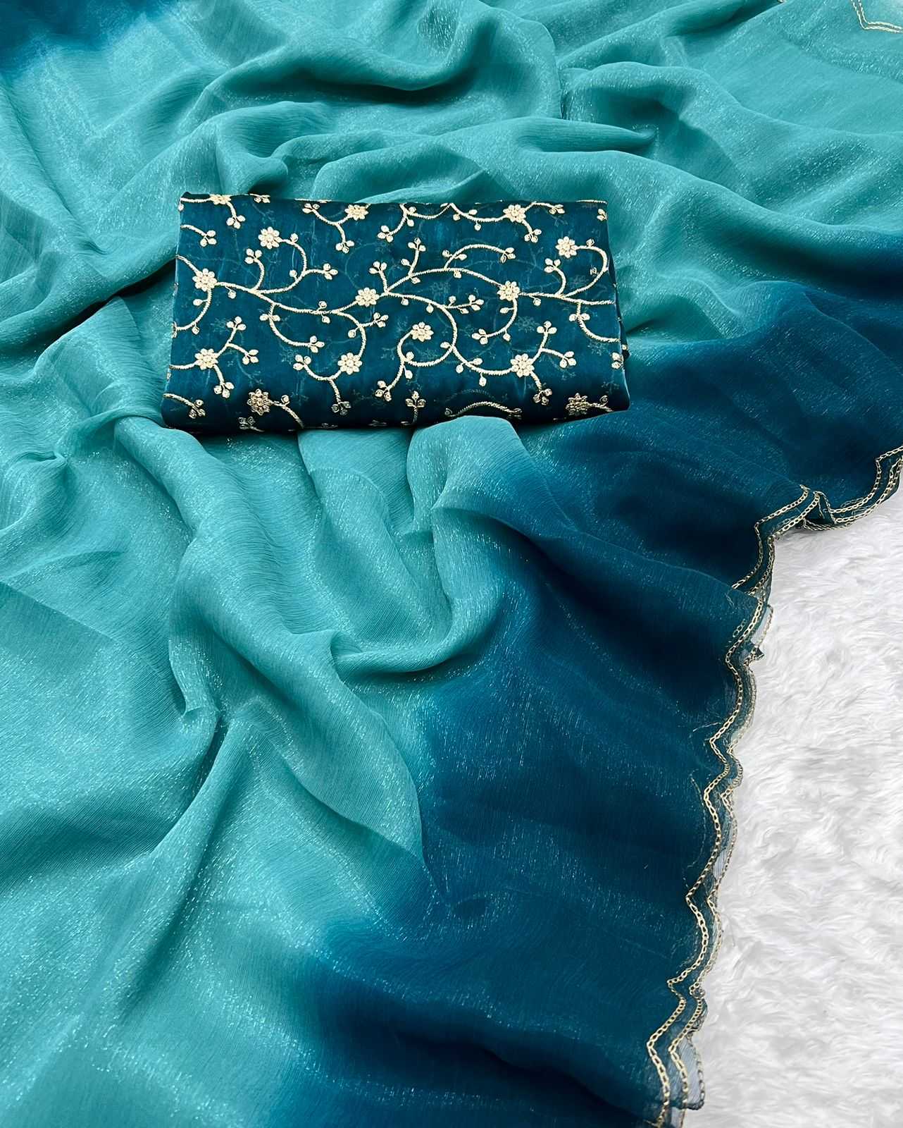 Ynf Jimmy Choo RIN199 SMH118 Sarees Wholesale Embroidered Sarees Heavy Work Sarees Lightweight Sarees Manufacturer