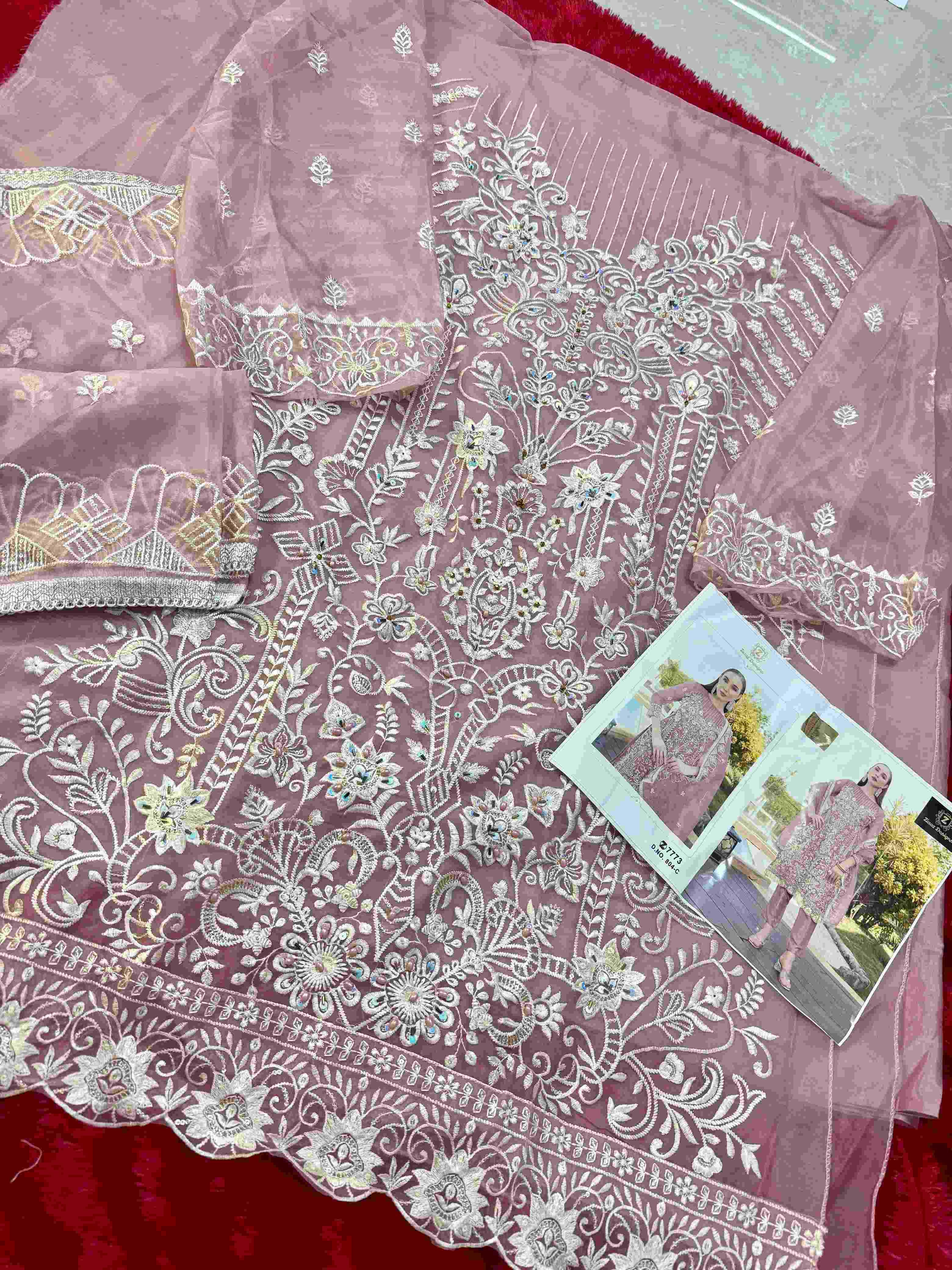 Ynf Organza KESH444 Ziaaz Designs 804 Suits & Dresses Islamic Clothing Festive Collections Wholesale Pakistani Suits Kashmiri Suits Embroidered Suits Manufacturer