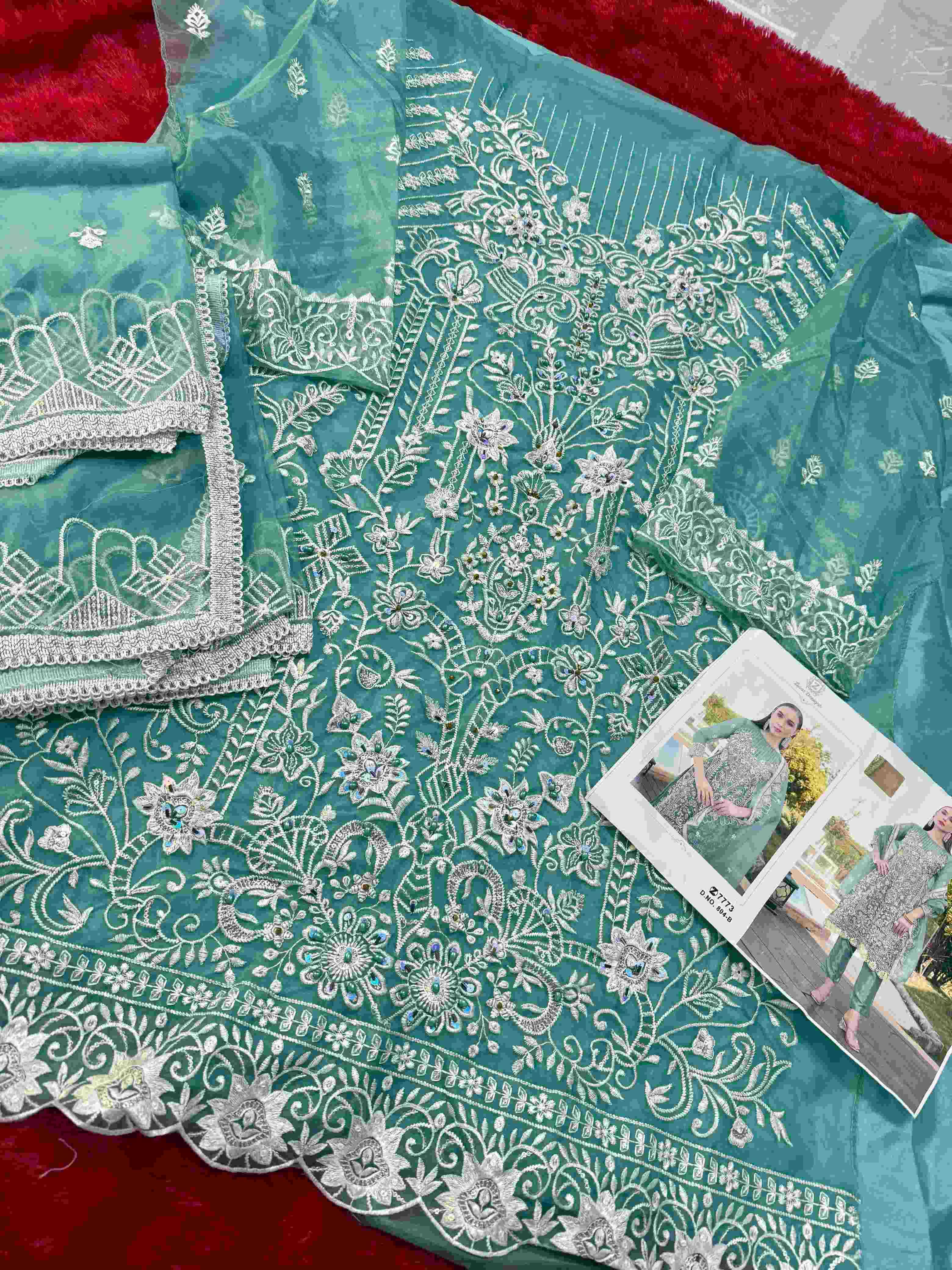 Ynf Organza KESH444 Ziaaz Designs 804 Suits & Dresses Islamic Clothing Festive Collections Wholesale Pakistani Suits Kashmiri Suits Embroidered Suits Manufacturer
