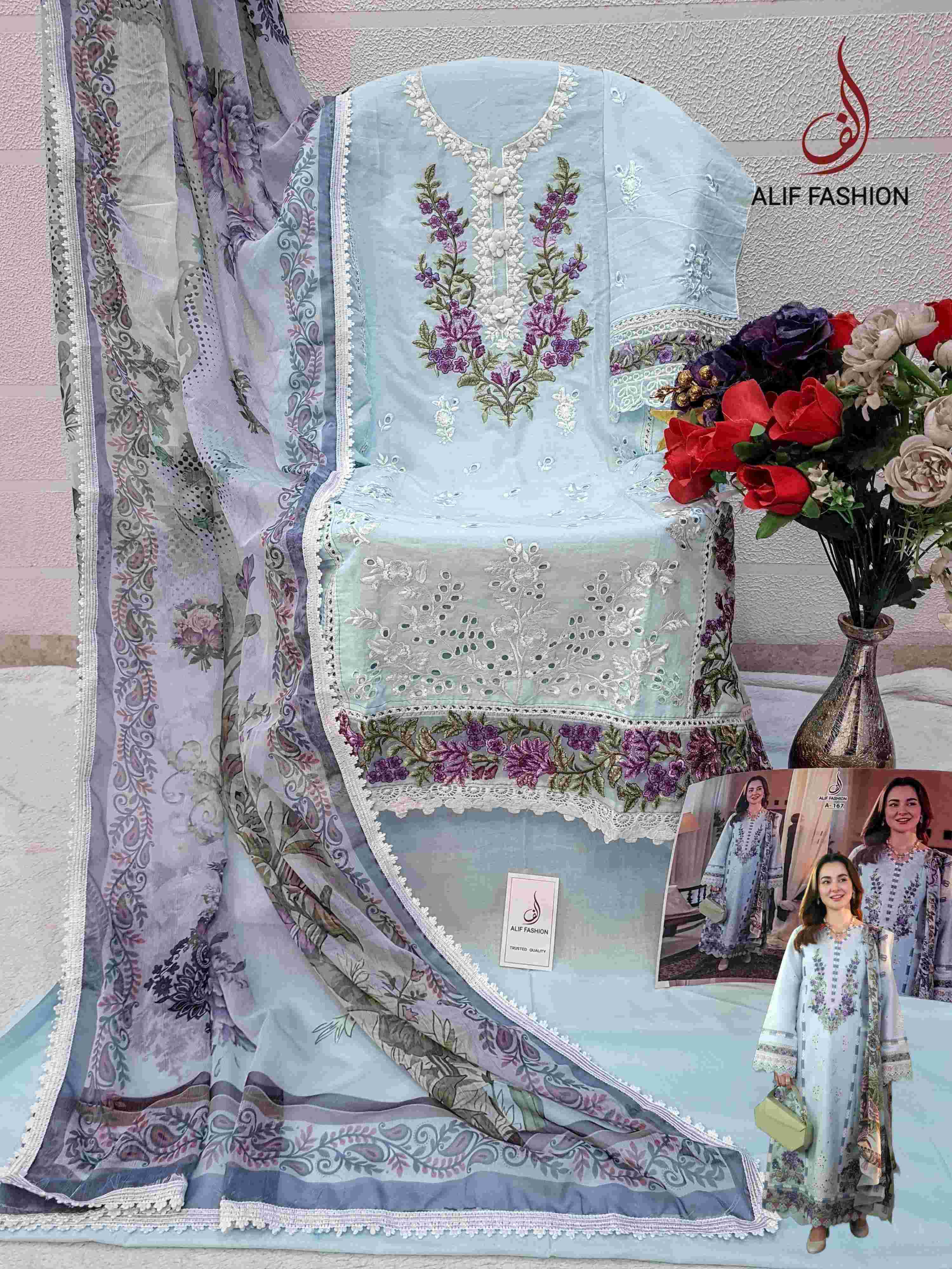 Ynf Pure Cotton KESH444 ALIF FASHION A-167 Suits & Dresses Islamic Clothing Festive Collections Wholesale Pakistani Suits Embroidery Suits Cotton Suits Manufacturer