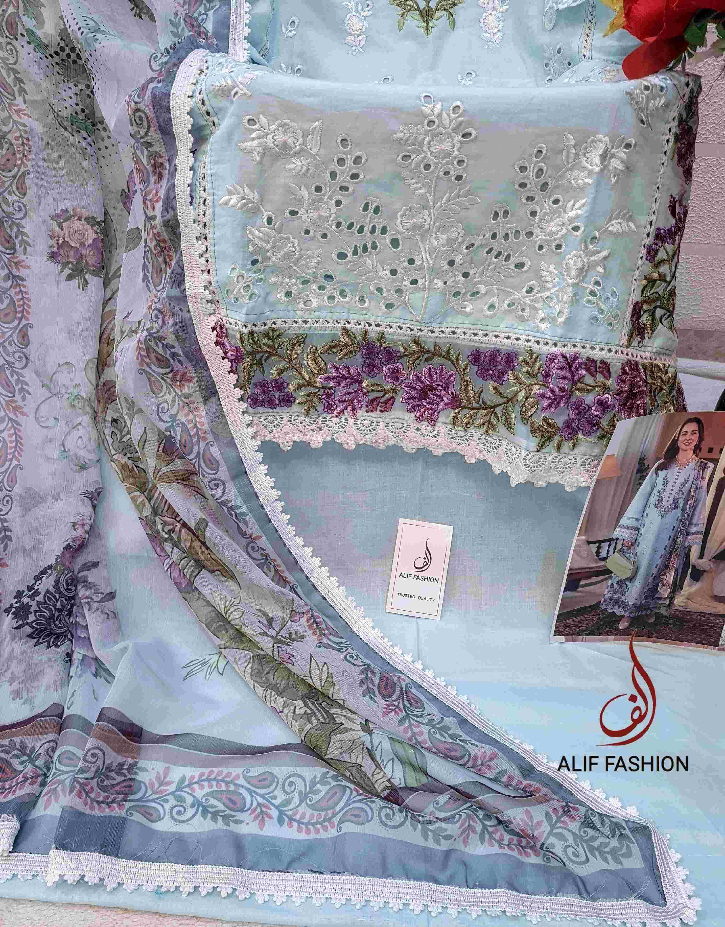 Ynf Pure Cotton KESH444 ALIF FASHION A-167 Suits & Dresses Islamic Clothing Festive Collections Wholesale Pakistani Suits Embroidery Suits Cotton Suits Manufacturer