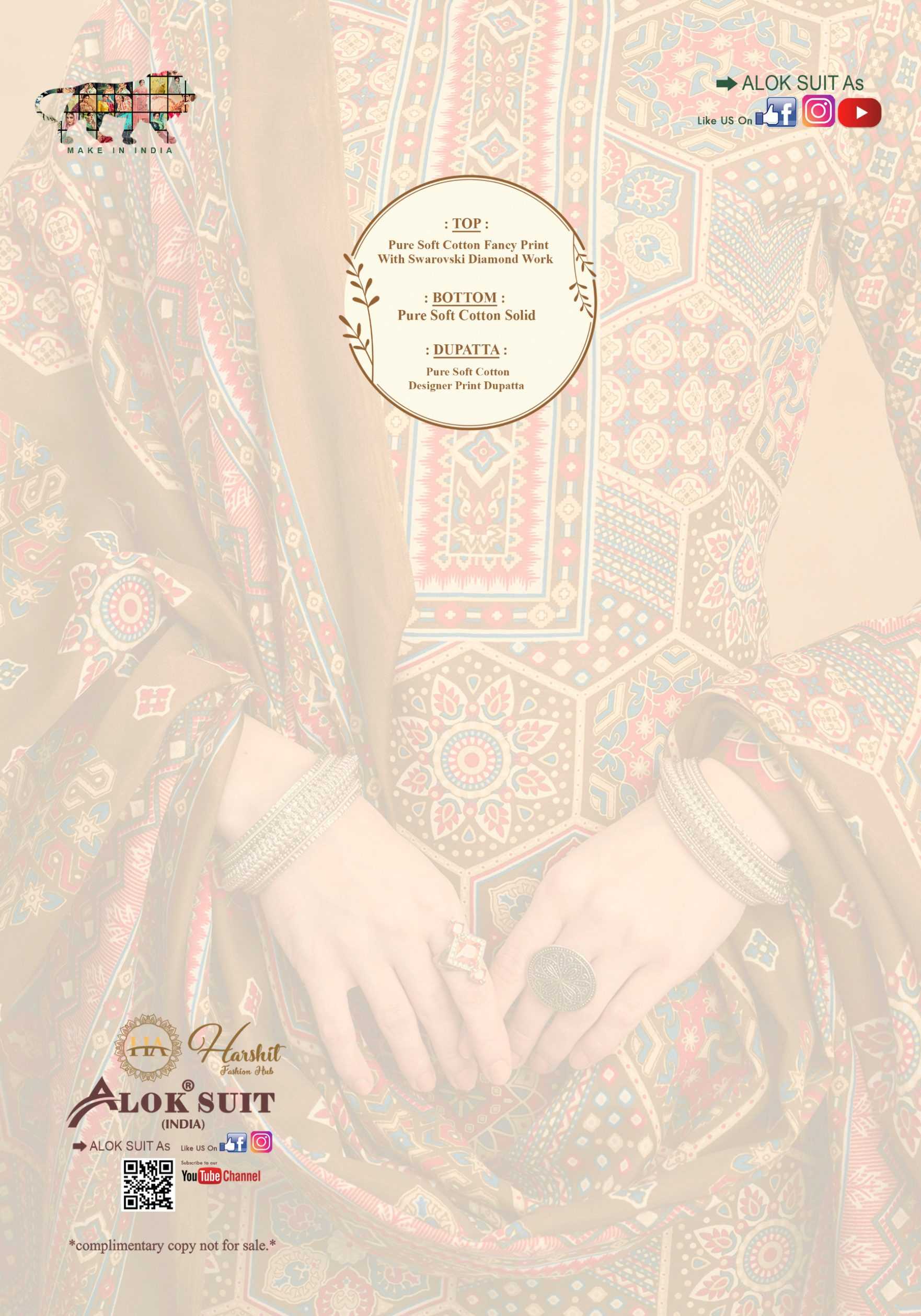Ynf Soft Cotton RIN186 Harshit Fashion Hub-Alok Suit-SONIA Setwise Collections Wholesale Pakistani Suits Catalogs Dresses & Suits Catalogs Manufacturer