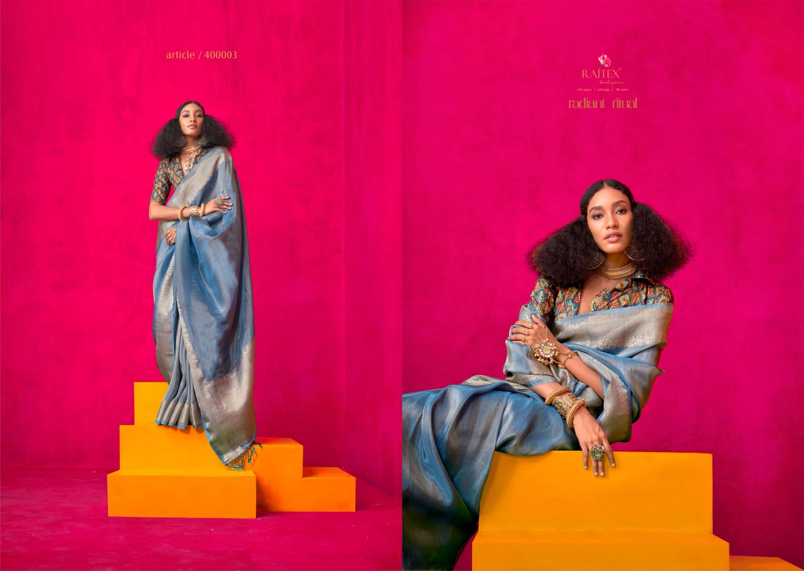Ynf Tissue KESH113 Rajtex-Klaila Sarees Rakhi Collections Festive Collections Wholesale Party Wear Sarees Fancy Sarees Embroidered Sarees Manufacturer