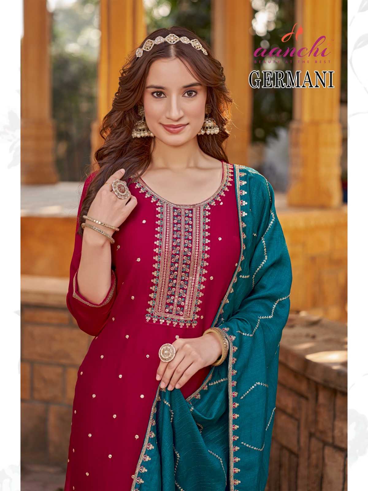 Ynf Vichitra Silk RIN190 GERMANY Setwise Collections Wholesale Pakistani Suits Catalogs Manufacturer