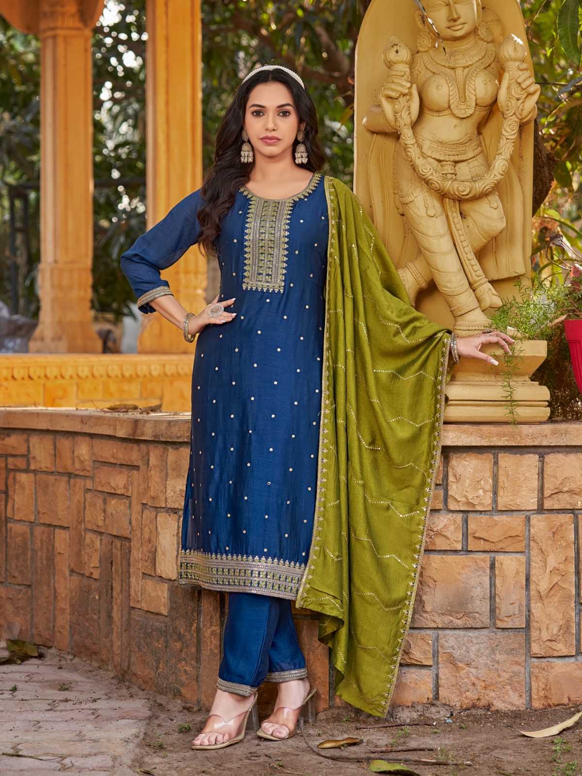Ynf Vichitra Silk RIN190 GERMANY Setwise Collections Wholesale Pakistani Suits Catalogs Manufacturer