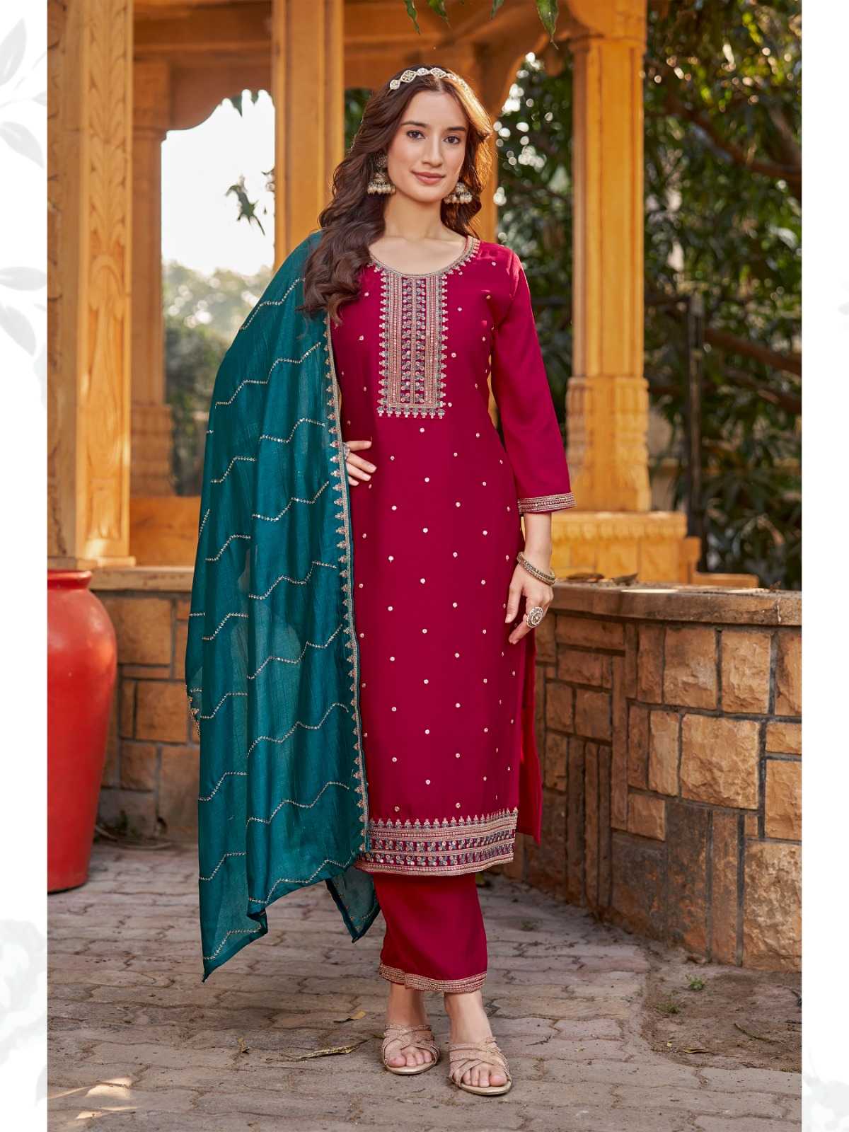 Ynf Vichitra Silk RIN190 GERMANY Setwise Collections Wholesale Pakistani Suits Catalogs Manufacturer