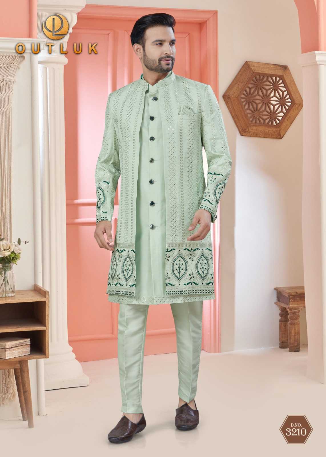 Ynf Art Silk RIN197 Outluk Premium Series Wedding 32 Mens Wear Wedding Collections Festive Collections Wholesale Mens Kurtas Nehru Jacket Men Wedding kurta Manufacturer