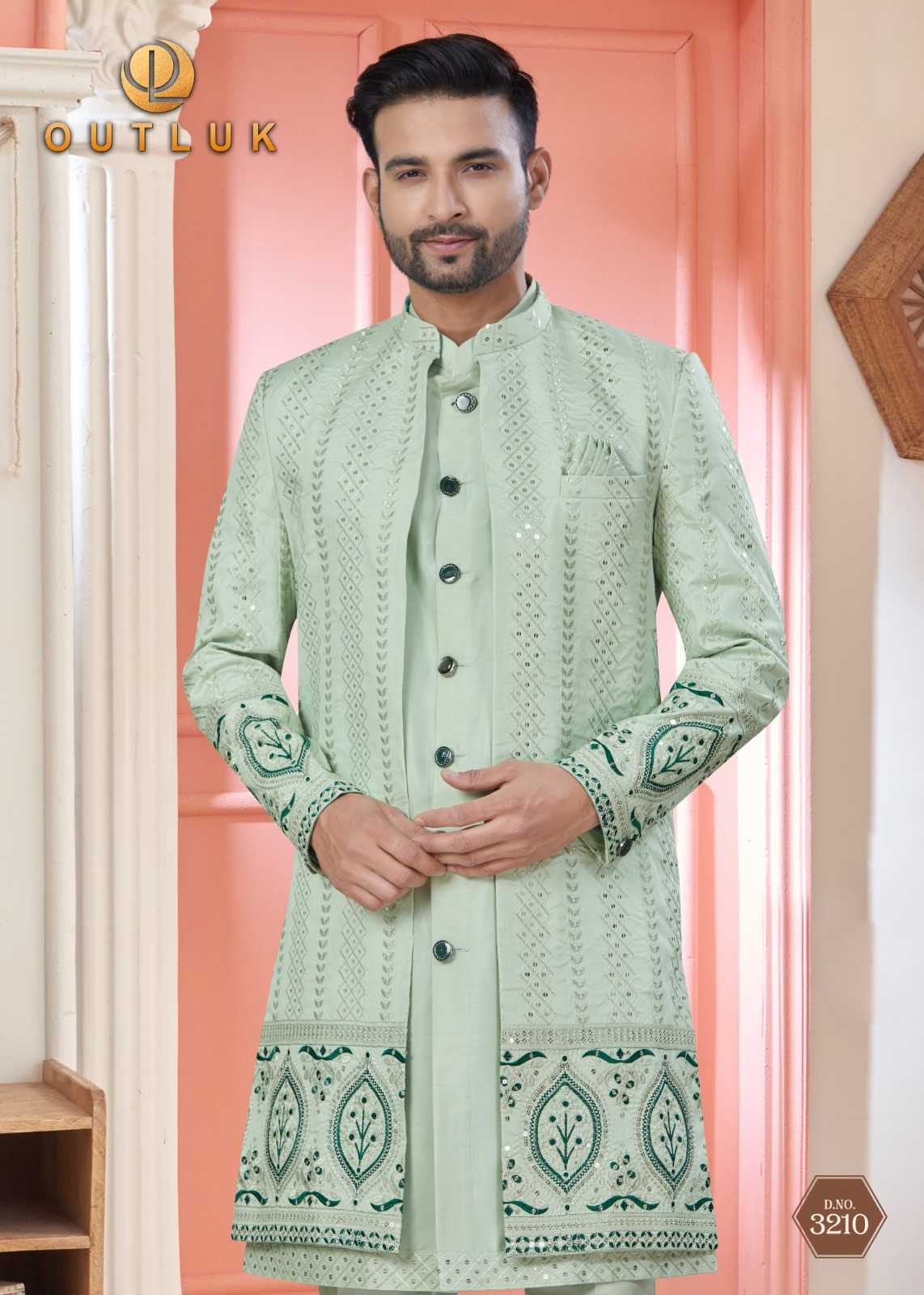 Ynf Art Silk RIN197 Outluk Premium Series Wedding 32 Mens Wear Wedding Collections Festive Collections Wholesale Mens Kurtas Nehru Jacket Men Wedding kurta Manufacturer