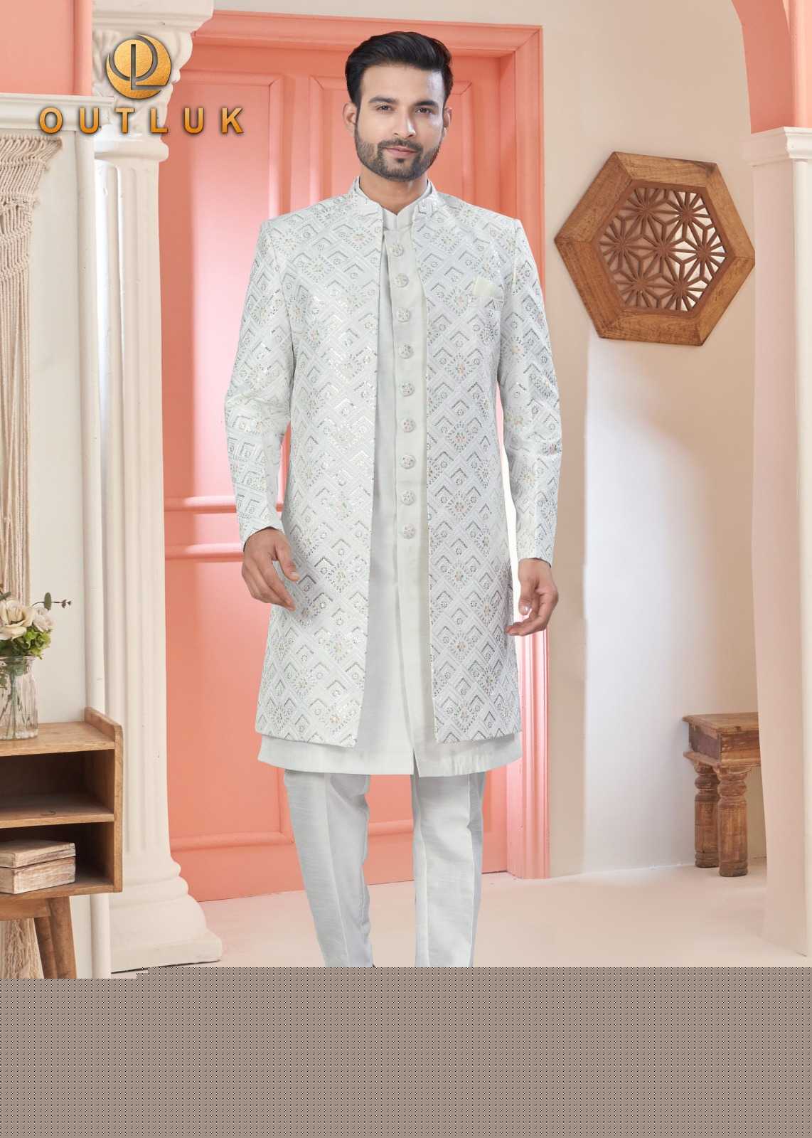 Ynf Art Silk RIN197 Outluk Premium Series Wedding 32 Mens Wear Wedding Collections Festive Collections Wholesale Mens Kurtas Nehru Jacket Men Wedding kurta Manufacturer