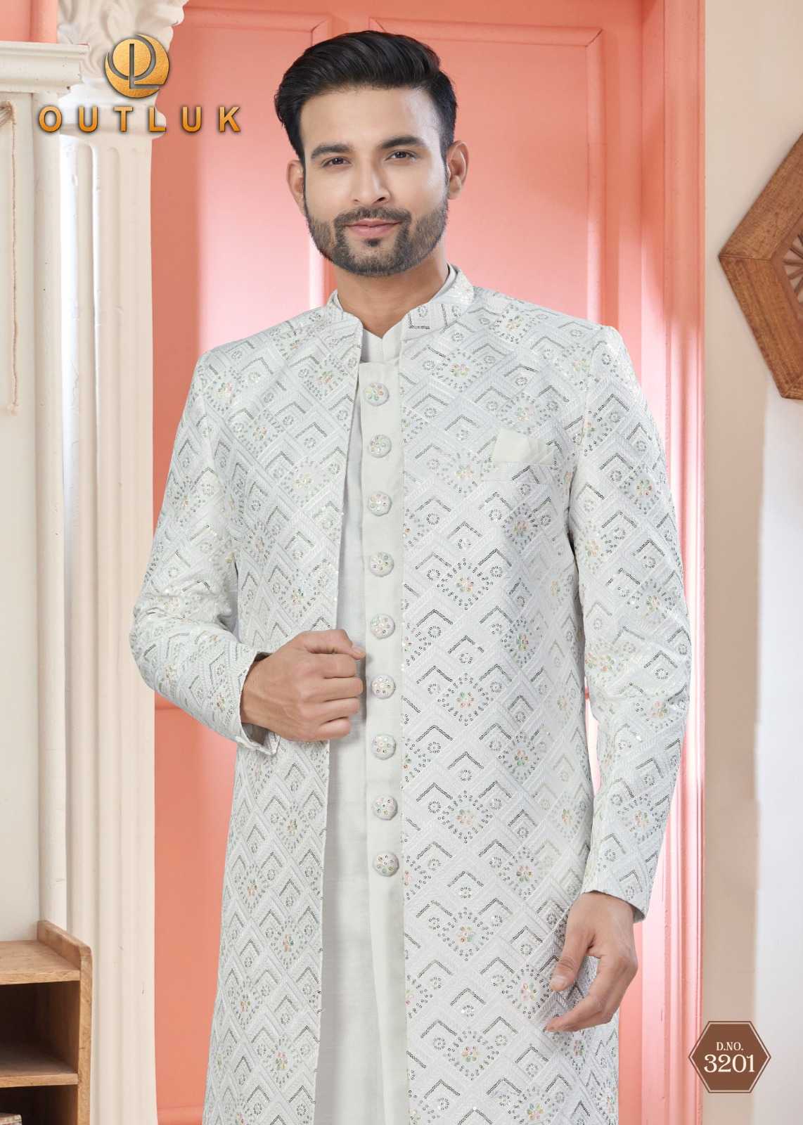 Ynf Art Silk RIN197 Outluk Premium Series Wedding 32 Mens Wear Wedding Collections Festive Collections Wholesale Mens Kurtas Nehru Jacket Men Wedding kurta Manufacturer