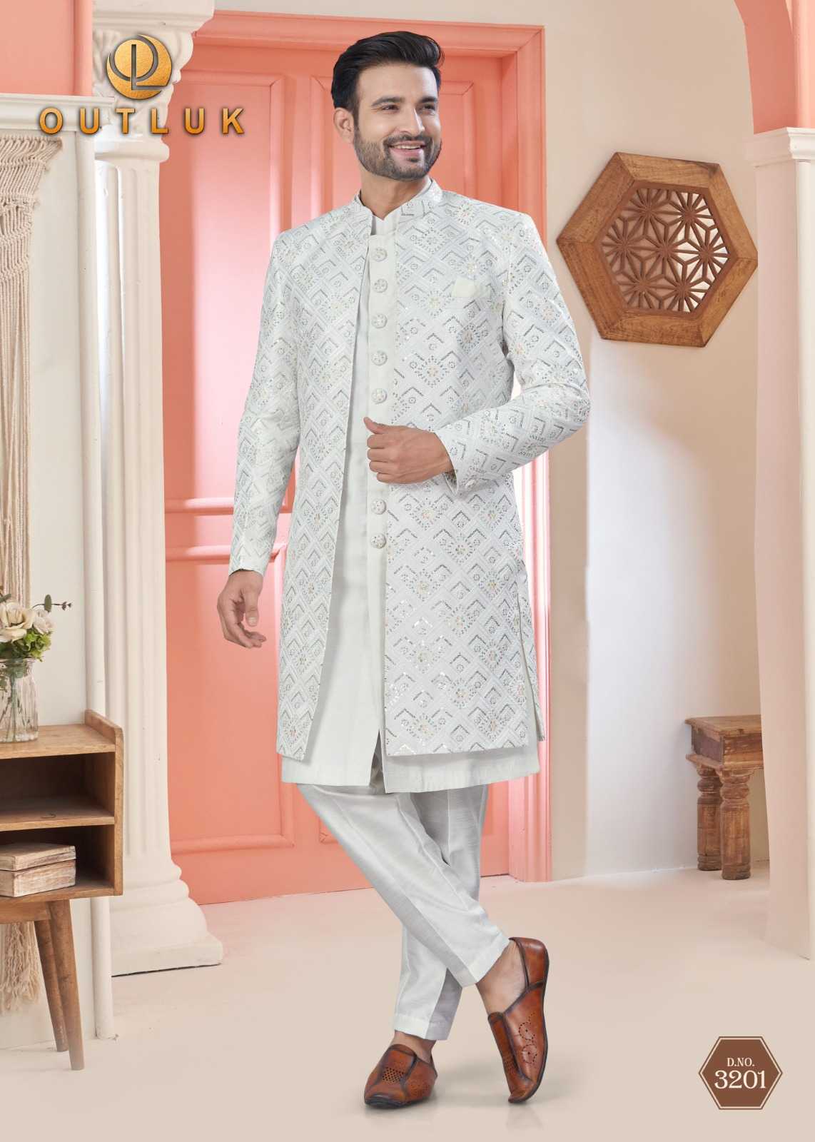 Ynf Art Silk RIN197 Outluk Premium Series Wedding 32 Mens Wear Wedding Collections Festive Collections Wholesale Mens Kurtas Nehru Jacket Men Wedding kurta Manufacturer