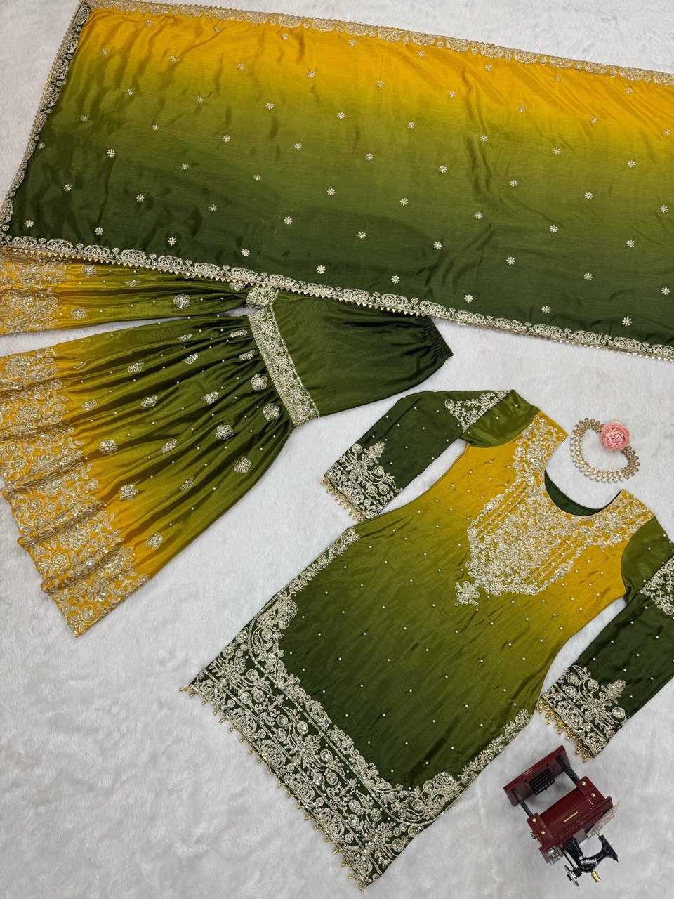 Ynf Chinon Silk RIN133 01 Suits & Dresses Wedding Collections Festive Collections Wholesale Palazzo Suit Ladies Silk Suit Wedding Outfits Manufacturer