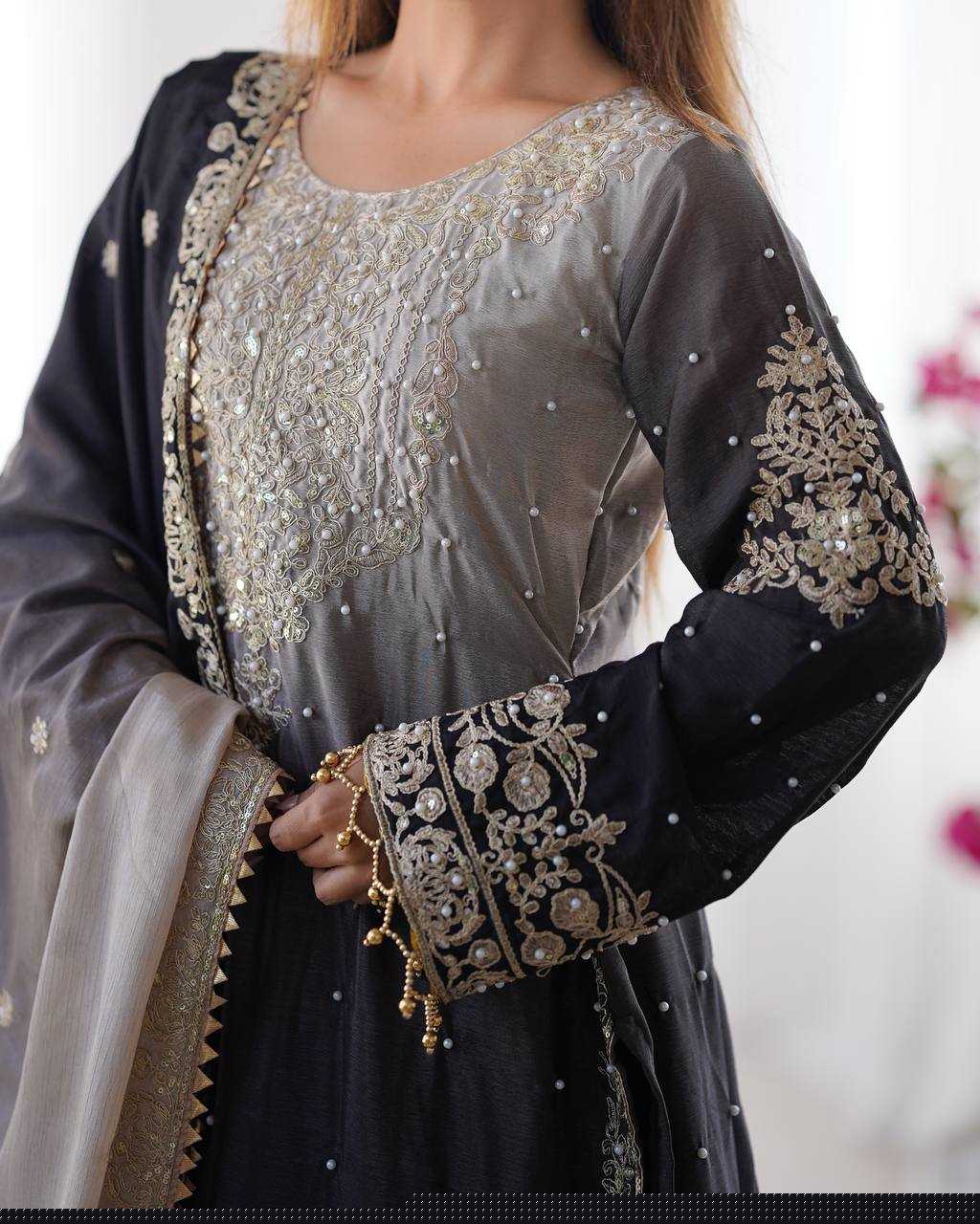 Ynf Chinon Silk RIN133 01 Suits & Dresses Wedding Collections Festive Collections Wholesale Palazzo Suit Ladies Silk Suit Wedding Outfits Manufacturer