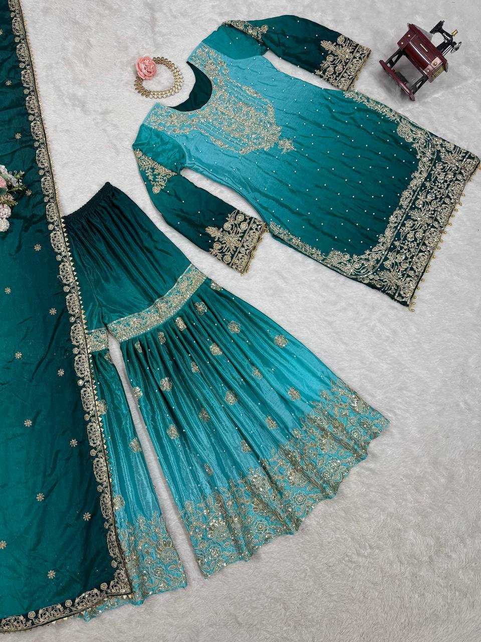Ynf Chinon Silk RIN133 01 Suits & Dresses Wedding Collections Festive Collections Wholesale Palazzo Suit Ladies Silk Suit Wedding Outfits Manufacturer