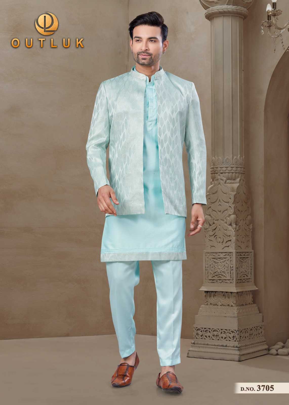 Ynf Mysore Silk RIN197 Outluk Premium Series Wedding 37 Mens Wear Wholesale Mens Kurta Pyjama Men Wedding kurta Embroidered Kurta Pajama Manufacturer