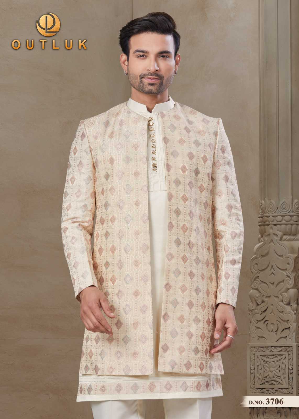 Ynf Mysore Silk RIN197 Outluk Premium Series Wedding 37 Mens Wear Wholesale Mens Kurta Pyjama Men Wedding kurta Embroidered Kurta Pajama Manufacturer
