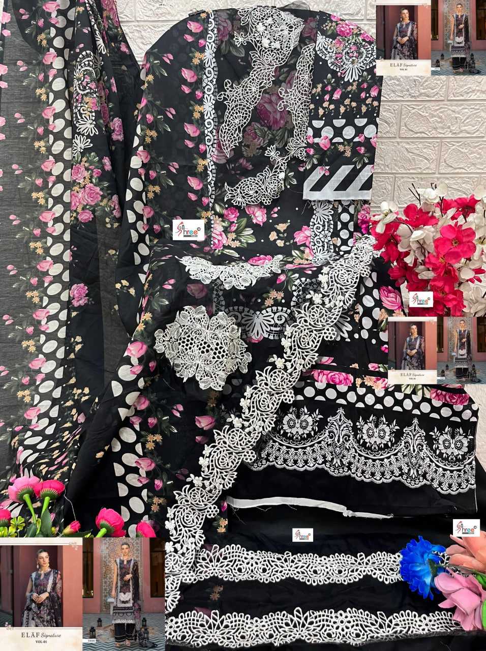 Ynf Pure Cotton RIN197 ELAF SIGNATURE VOL-01 Suits & Dresses Islamic Clothing Festive Collections Wholesale Pakistani Suits Cotton Suits Semi Stitched Suits Manufacturer