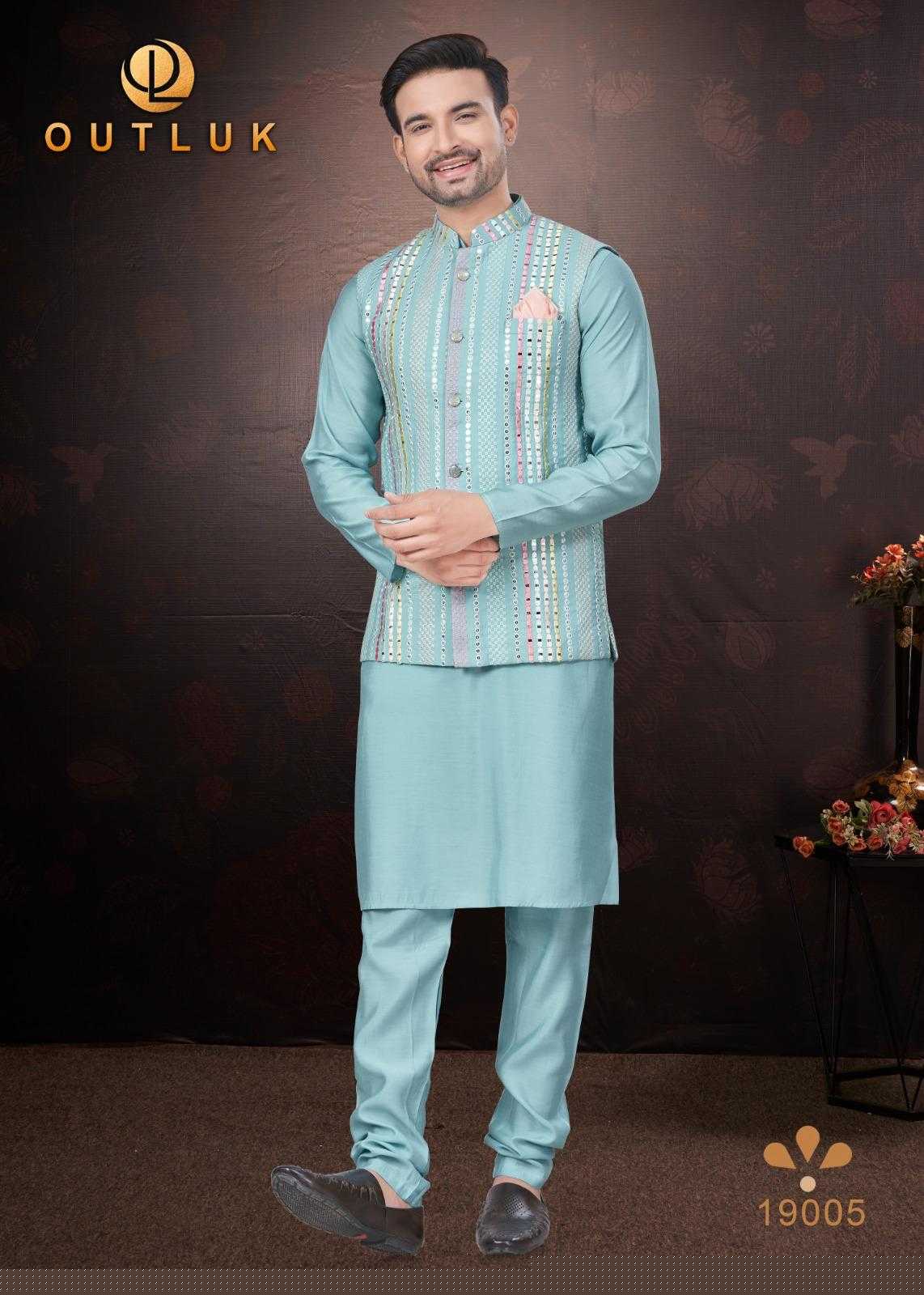 Ynf Pure Silk RIN197 Outluk Wedding Collection Vol 19 Mens Wear Wedding Collections Festive Collections Wholesale Mens Kurtas Mens Kurta Pyjama Silk Kurta Manufacturer