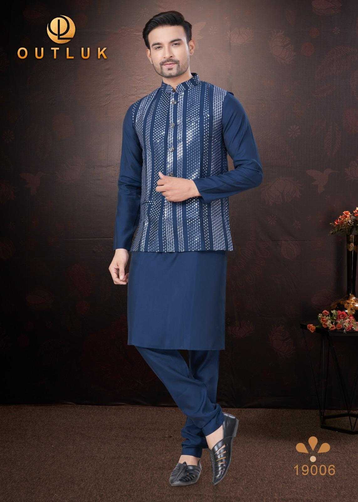 Ynf Pure Silk RIN197 Outluk Wedding Collection Vol 19 Mens Wear Wedding Collections Festive Collections Wholesale Mens Kurtas Mens Kurta Pyjama Silk Kurta Manufacturer