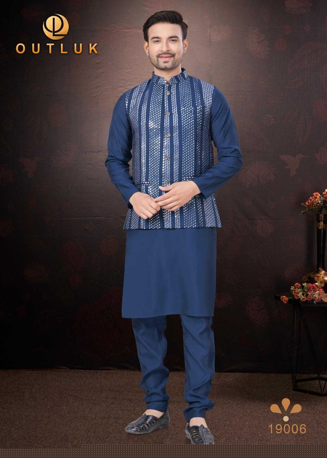 Ynf Pure Silk RIN197 Outluk Wedding Collection Vol 19 Mens Wear Wedding Collections Festive Collections Wholesale Mens Kurtas Mens Kurta Pyjama Silk Kurta Manufacturer