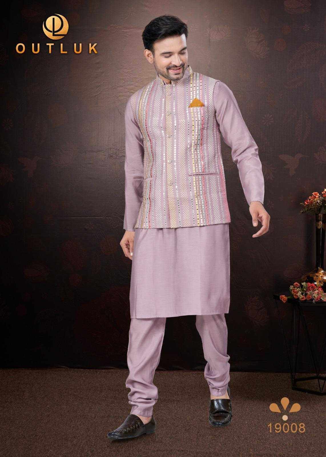 Ynf Pure Silk RIN197 Outluk Wedding Collection Vol 19 Mens Wear Wedding Collections Festive Collections Wholesale Mens Kurtas Mens Kurta Pyjama Silk Kurta Manufacturer